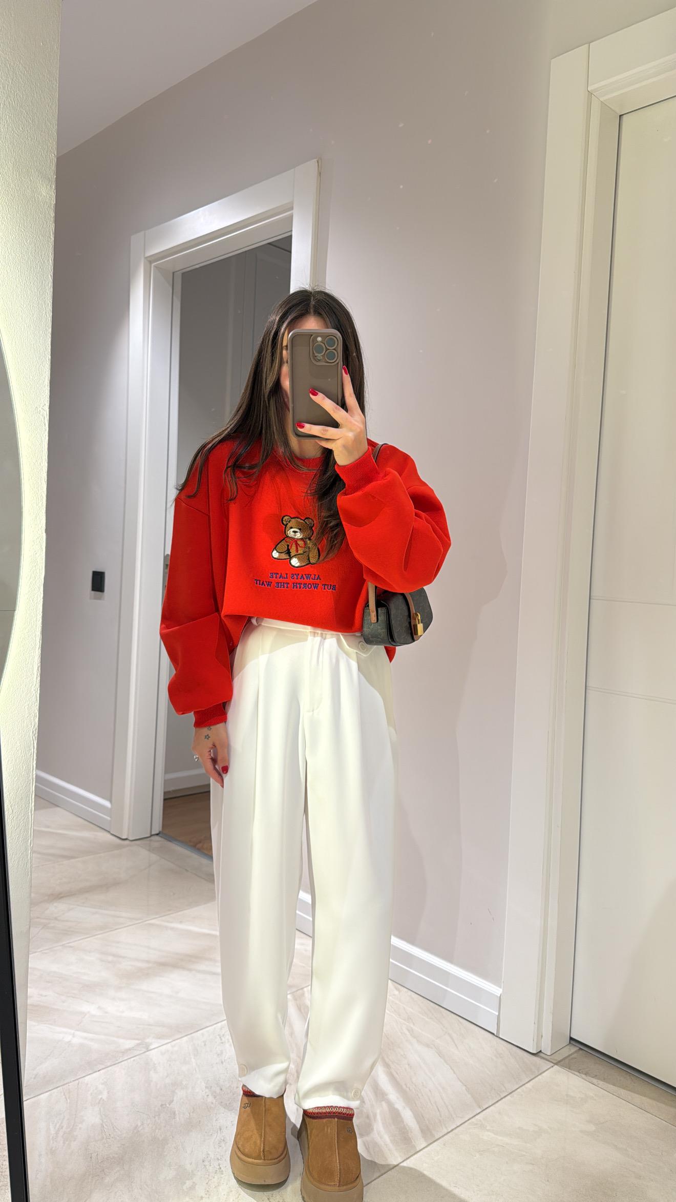 Beyaz Renk Paça Düğmeli Şalvar Pantolon