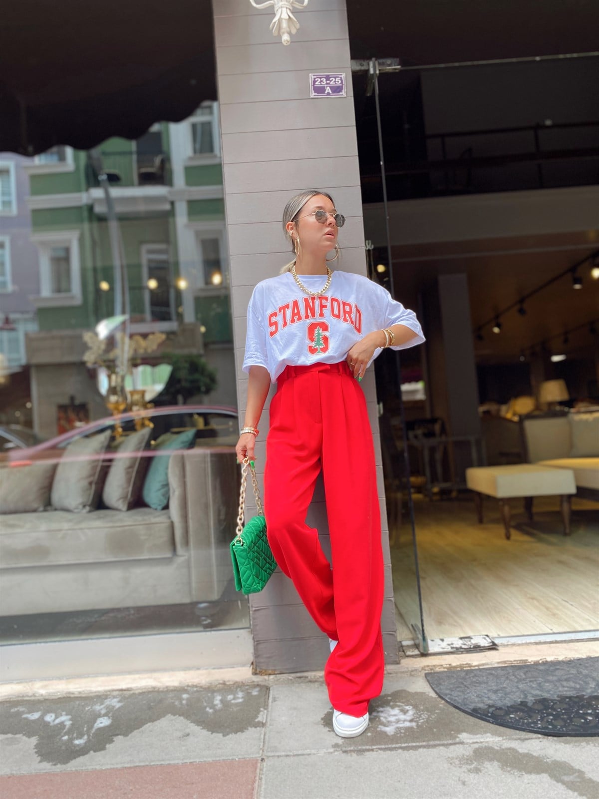 Beyaz Stanford Baskılı Tshirt