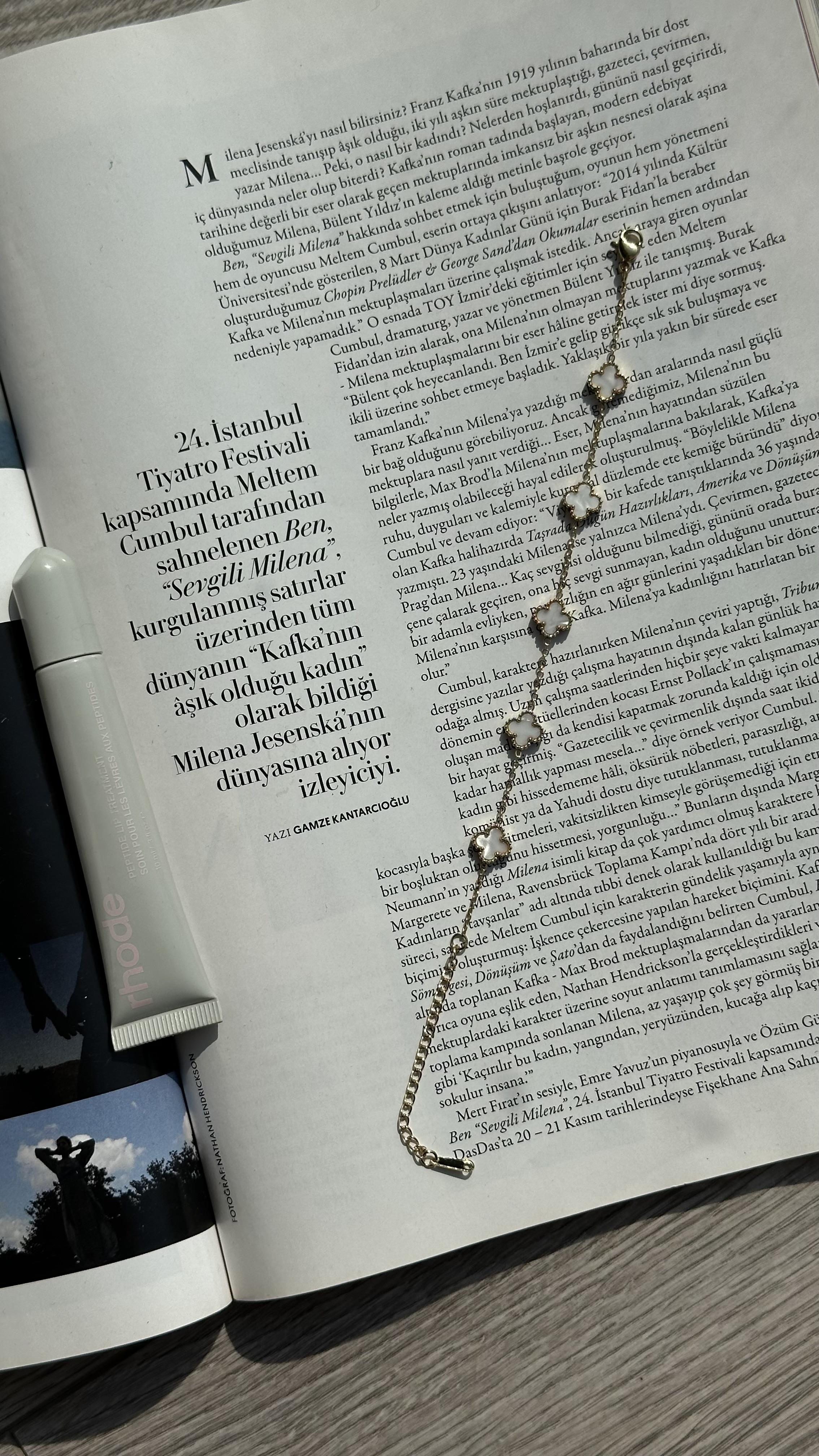 Beyaz Sedefli Yonca Bileklik