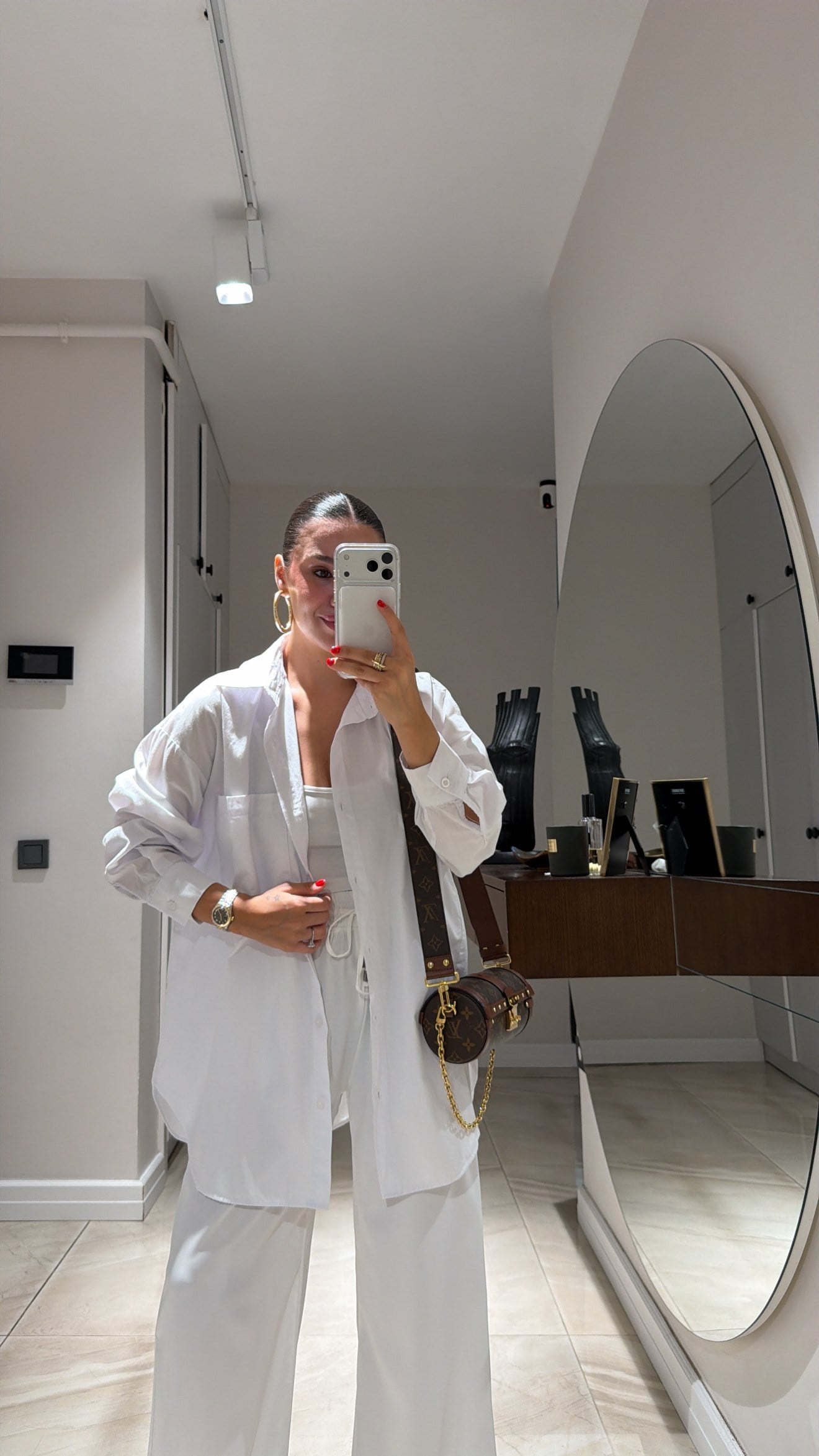 Beyaz Tek Cepli Oversize Poplin Gömlek