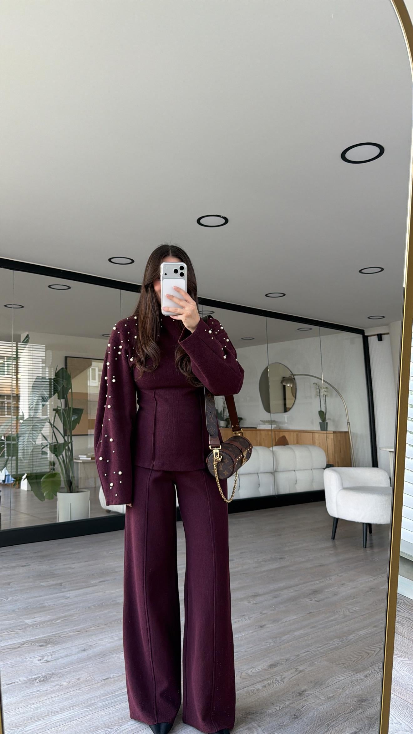 Bordo İncili Marka Model Pantolon Takım