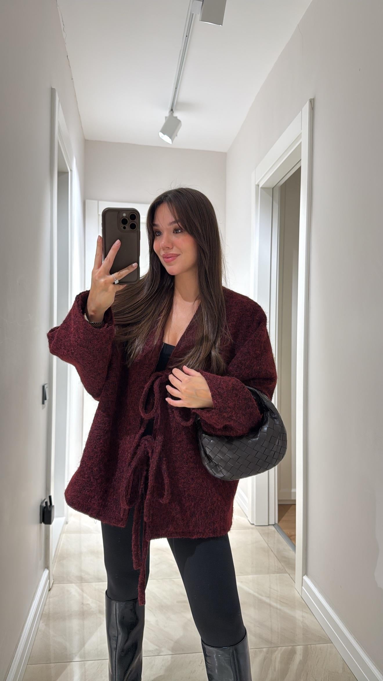 Bordo Marka Model Oversize Sakallı Ceket