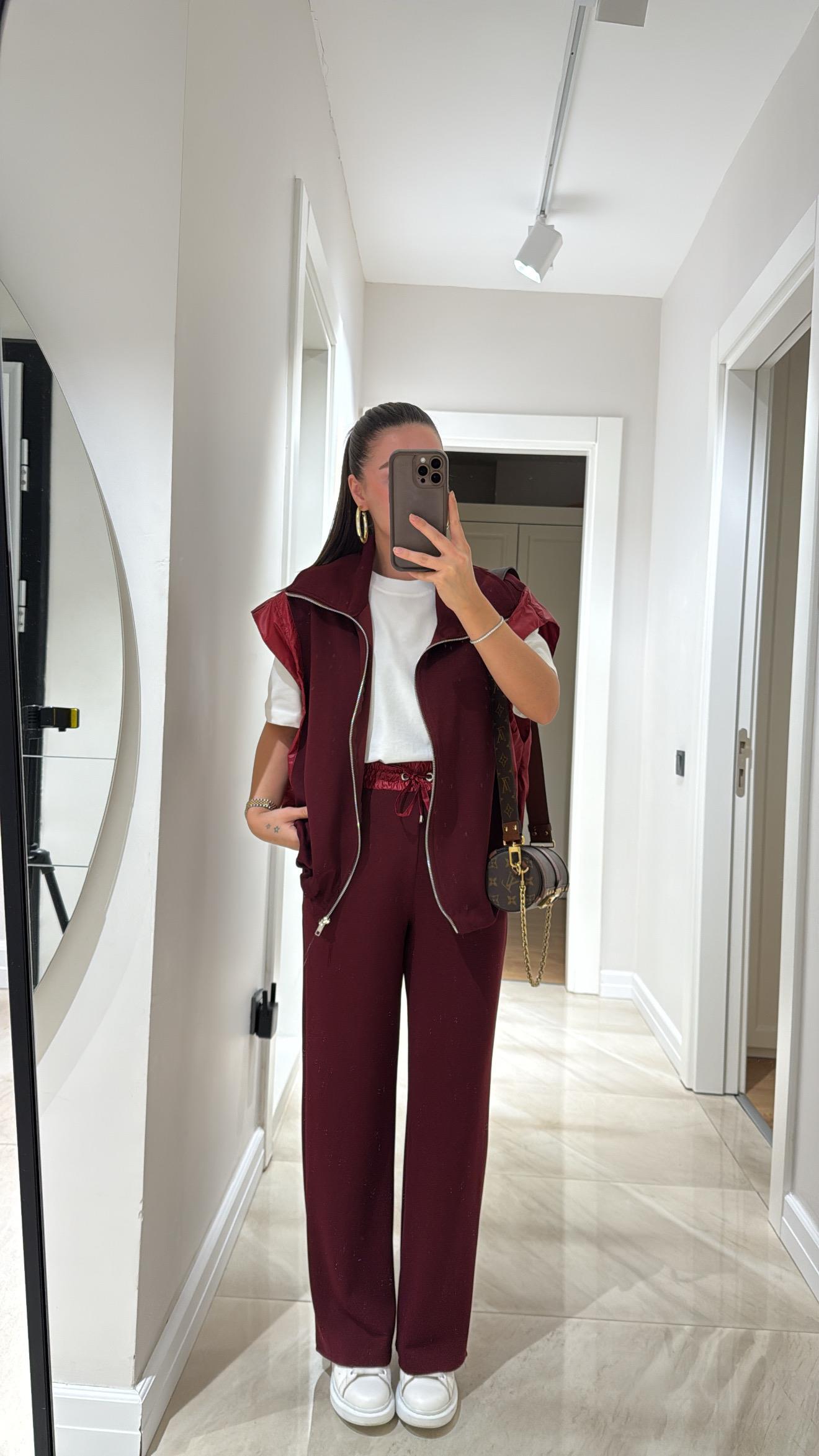 Bordo Paraşüt Kumaş Detaylı Marka Model Takım