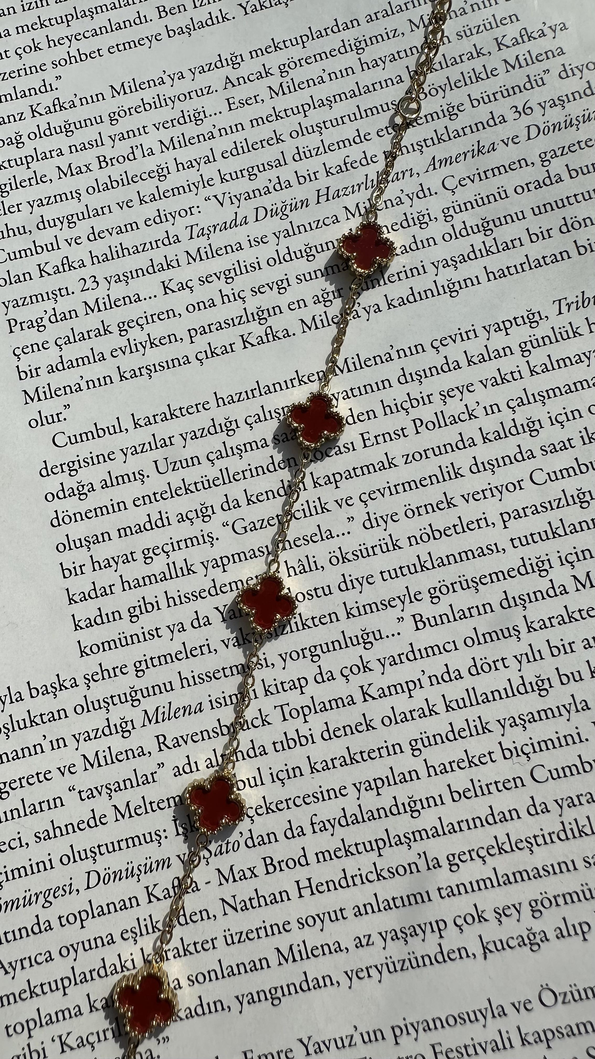 Bordo Taşlı Yonca Bileklik