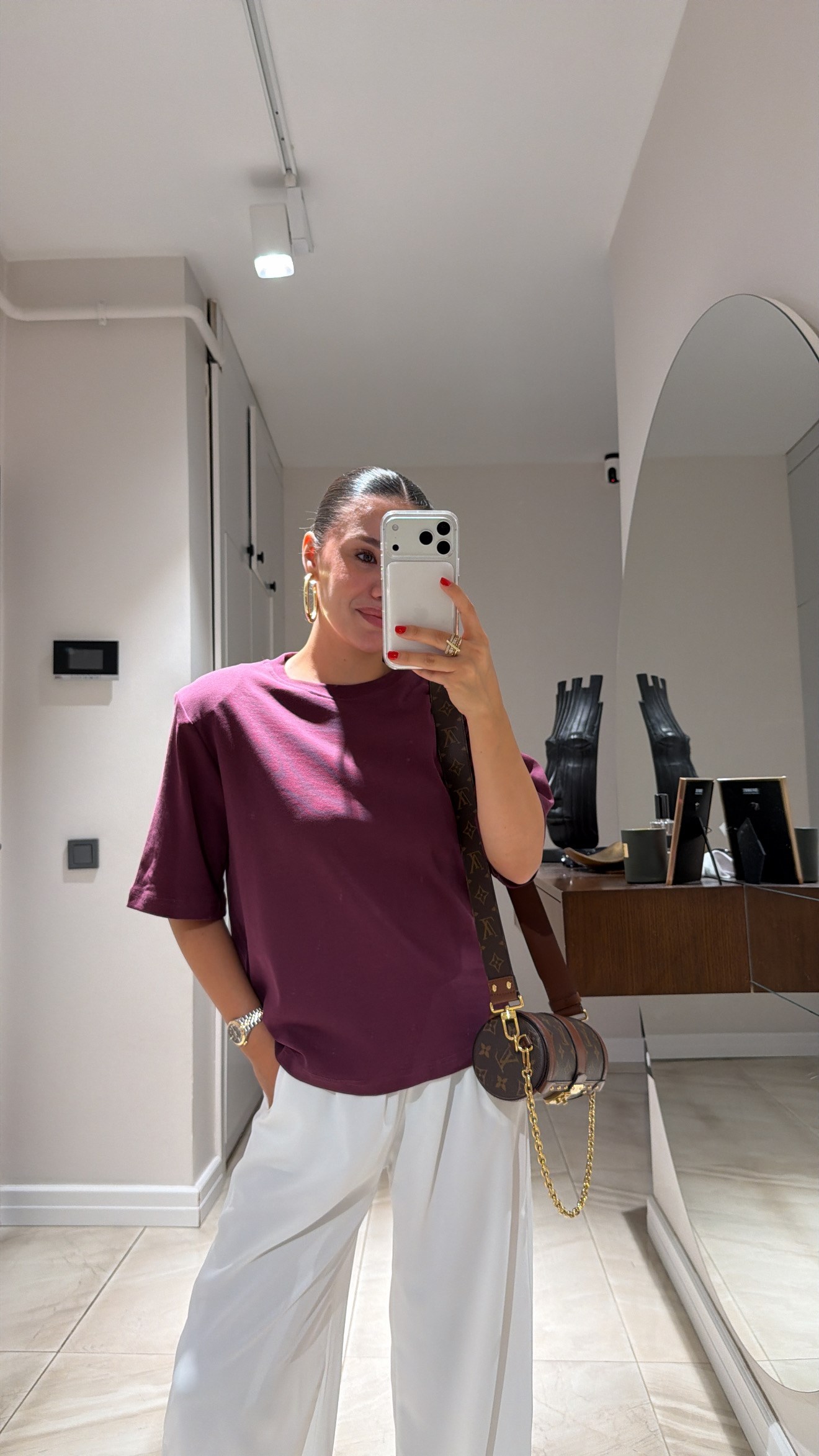 Bordo Vatkalı Basic Tişört