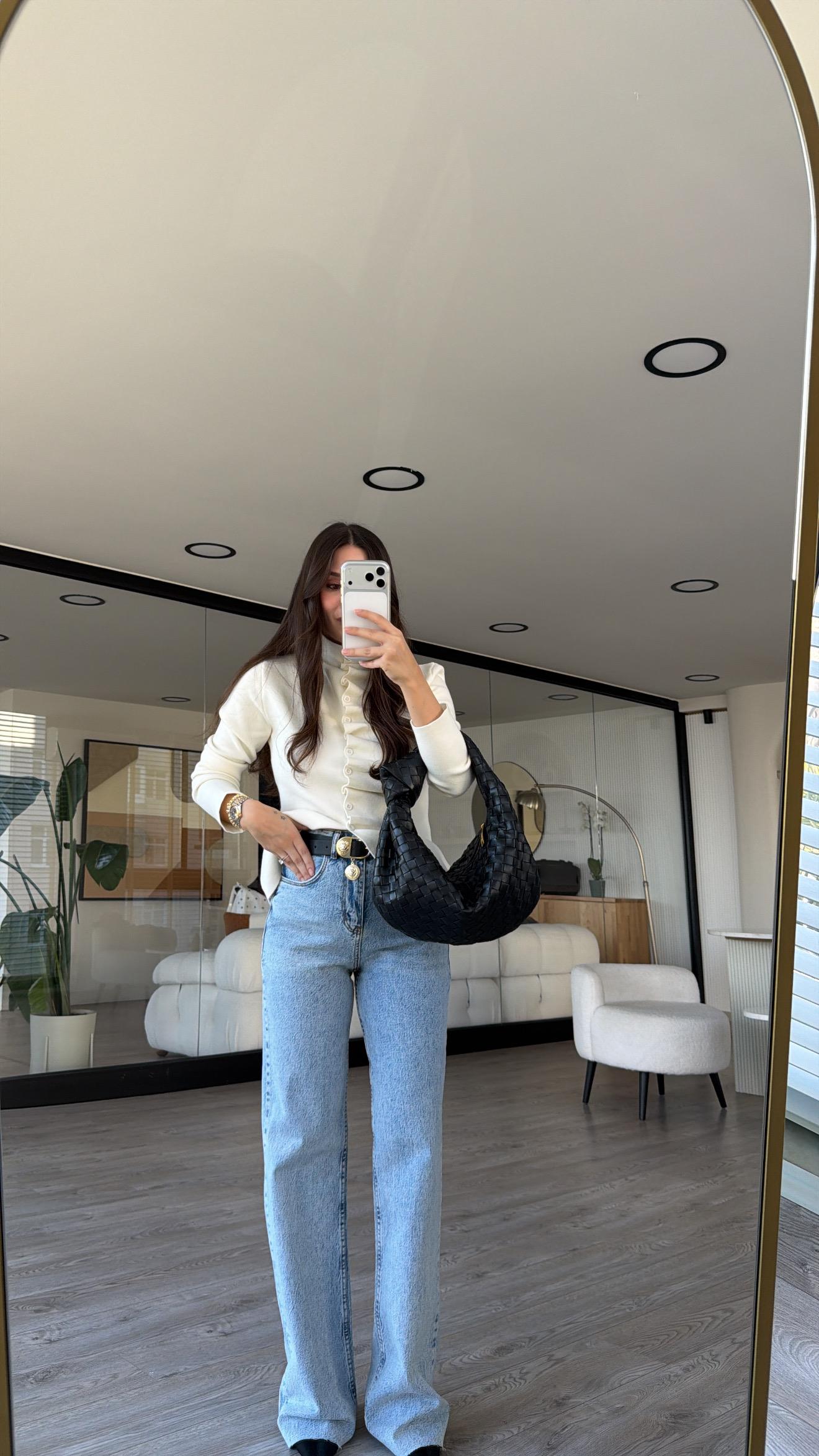 Buz Mavi Bol Paça Yıkamalı Marka Model Jean 