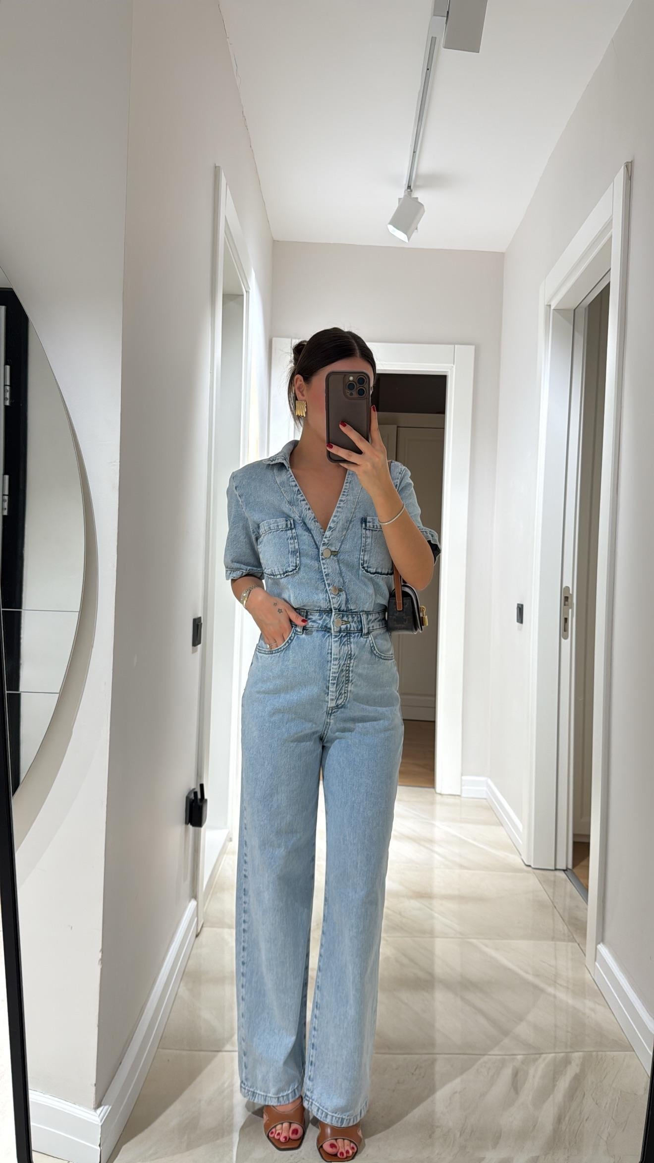 Buz Mavi V Yaka Marka Model Tulum