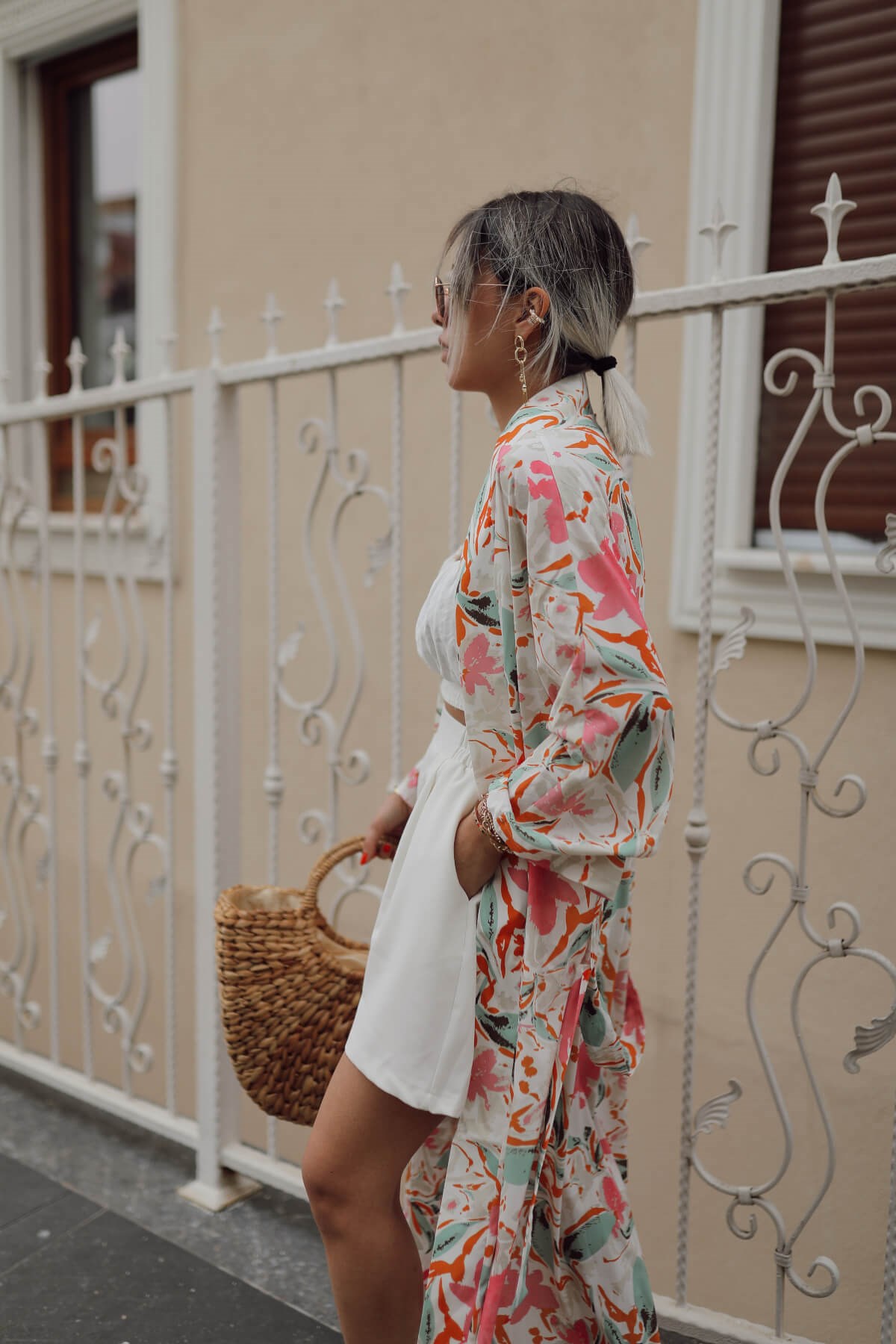 Desenli Renkli Kimono