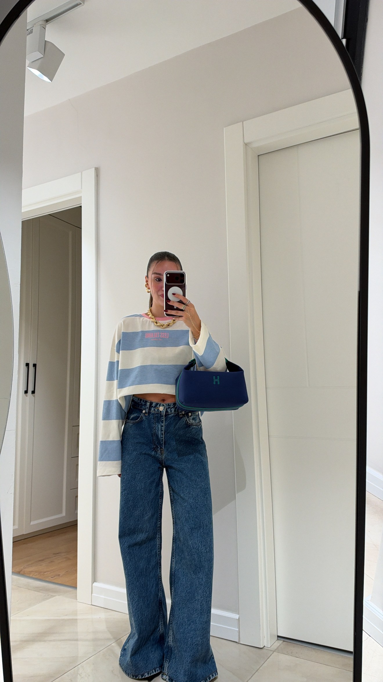 Lacivert Yüksek Bel Wide Leg Jean 