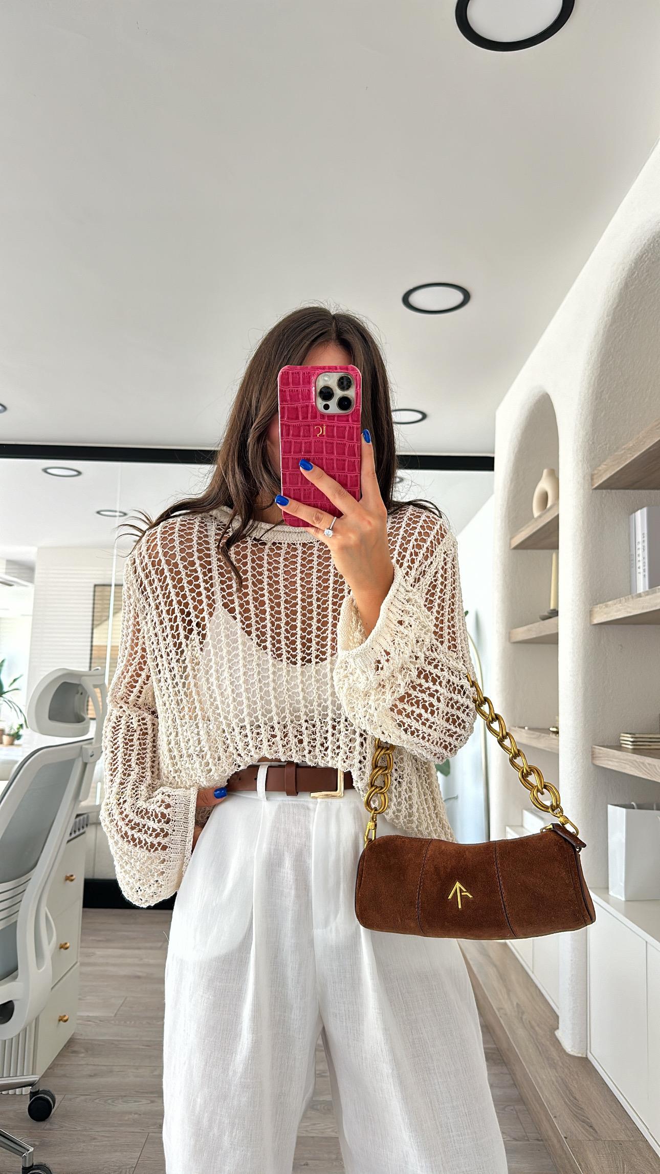 Ekru Bisiklet Yaka Dilvin Ajurlu Kazak