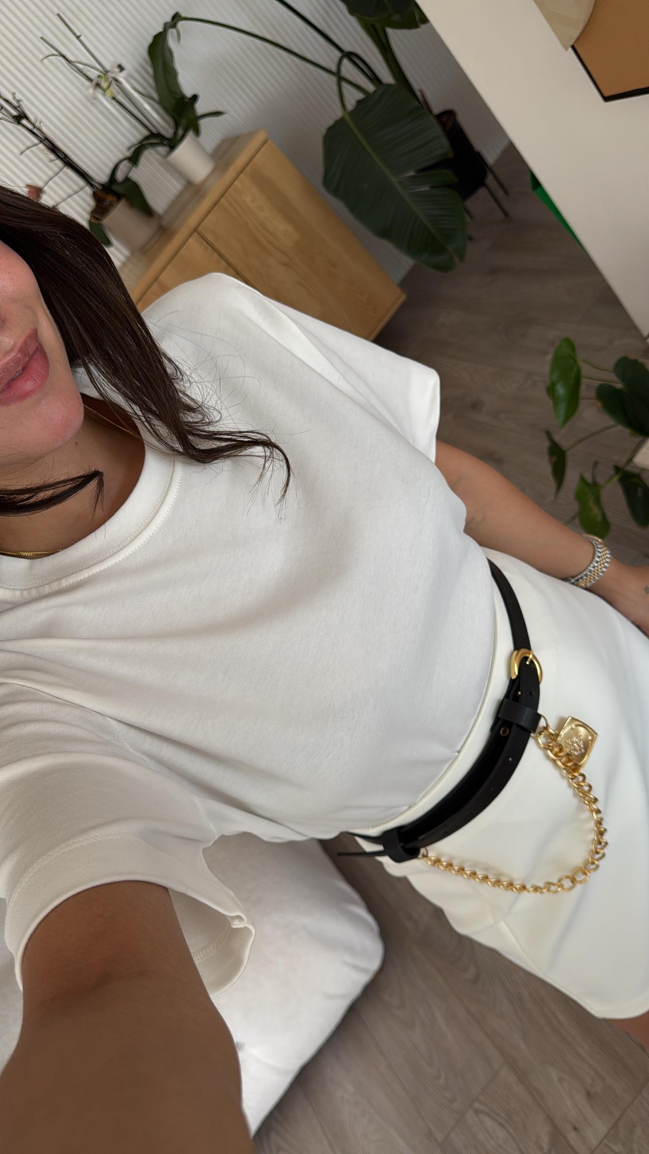 Ekru Bisiklet Yaka Marka Model Basic Tişört