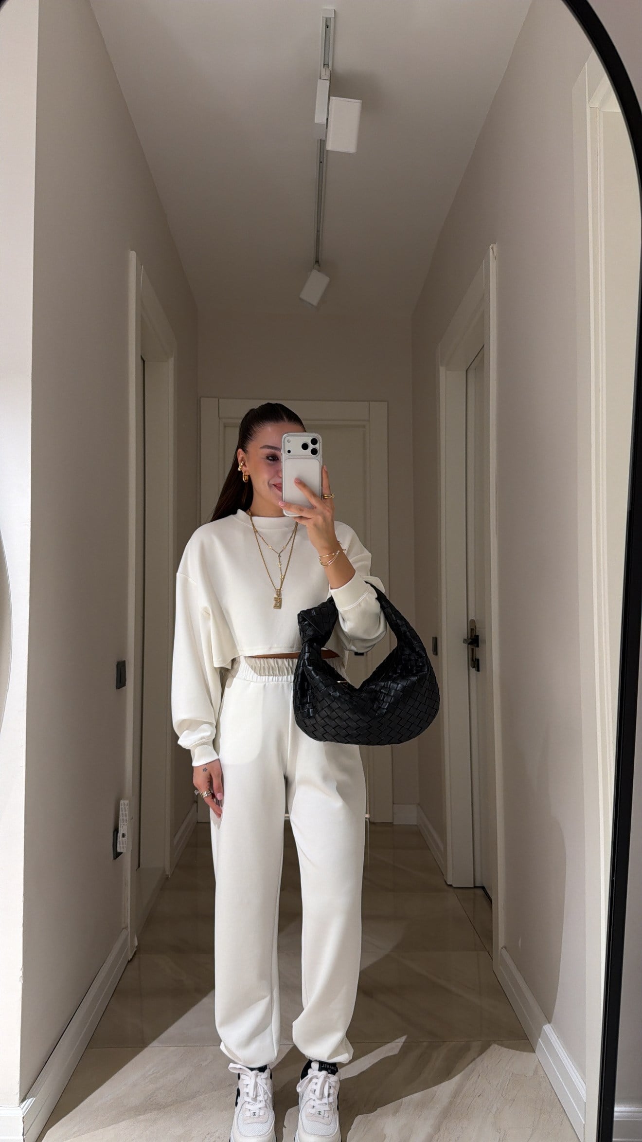 Ekru Bisiklet Yaka Marka Model Crop Takım