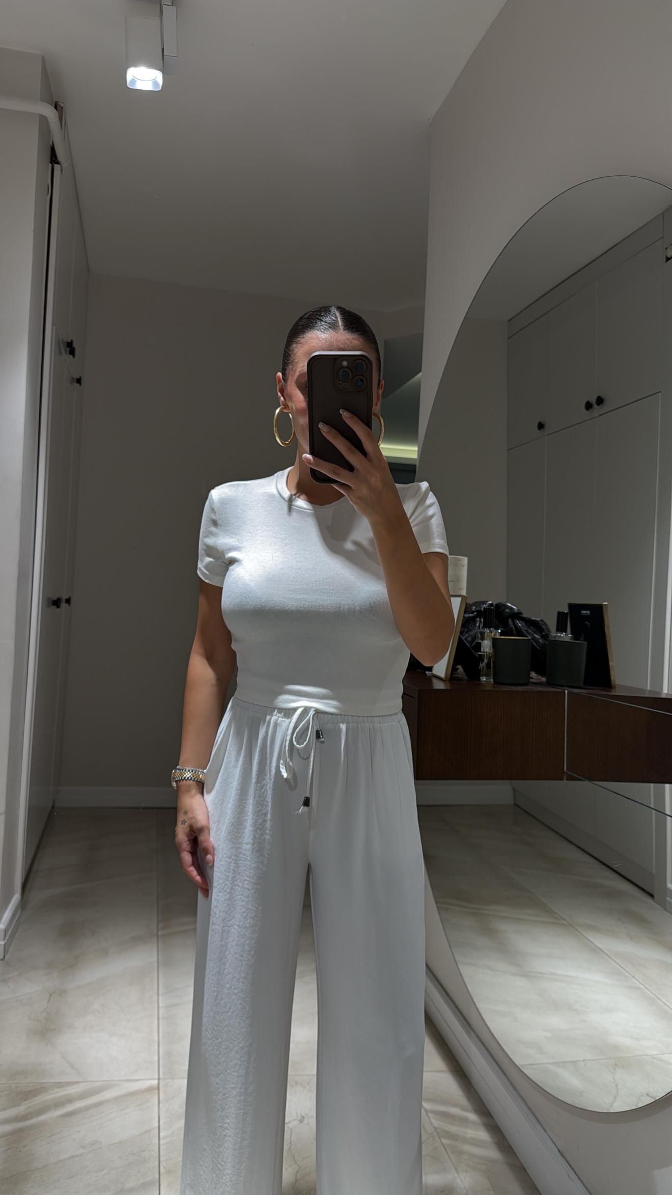 Ekru Crop Basic Ravi Tshirt