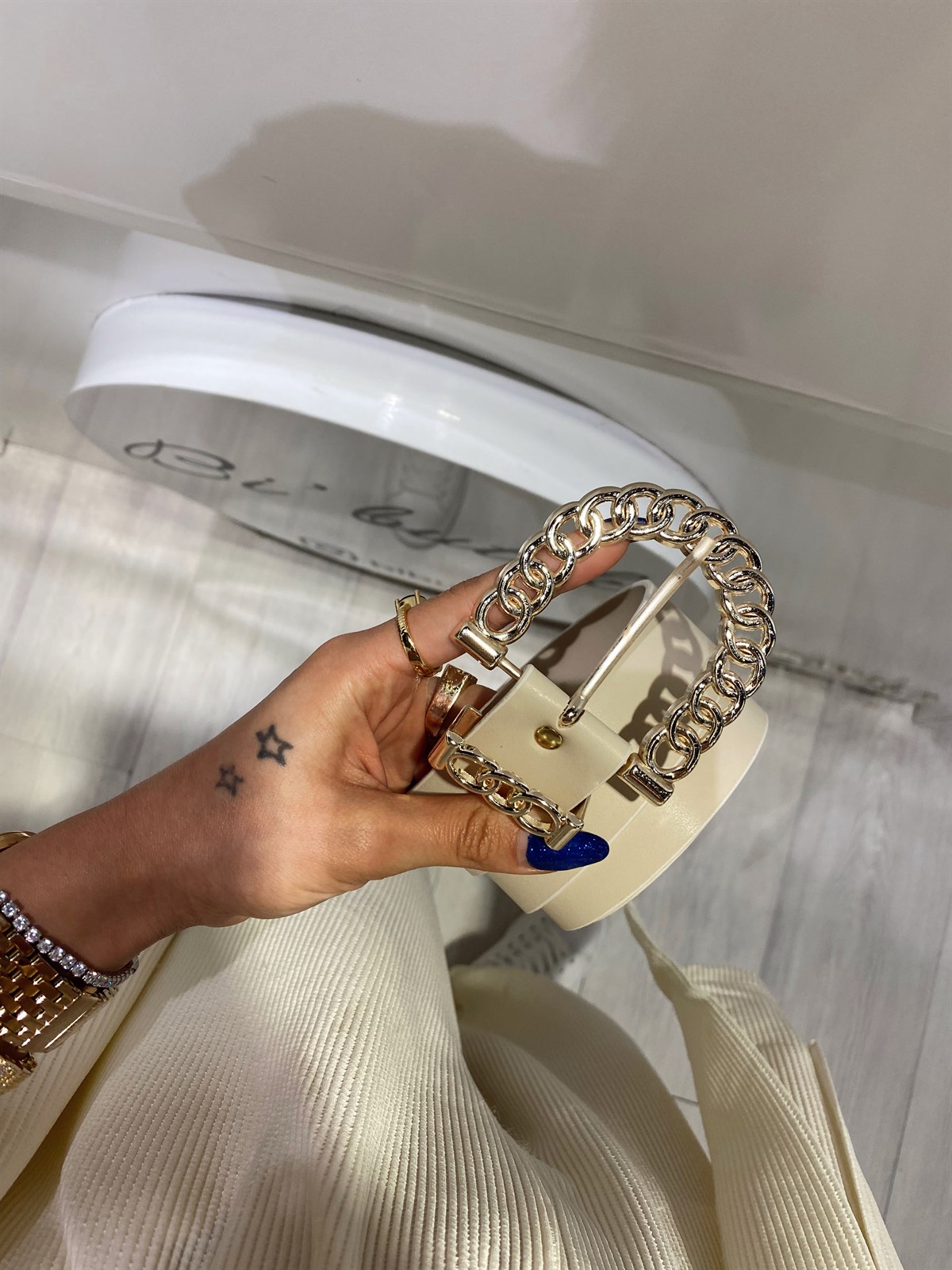 Ekru Gold Tokalı Kemer