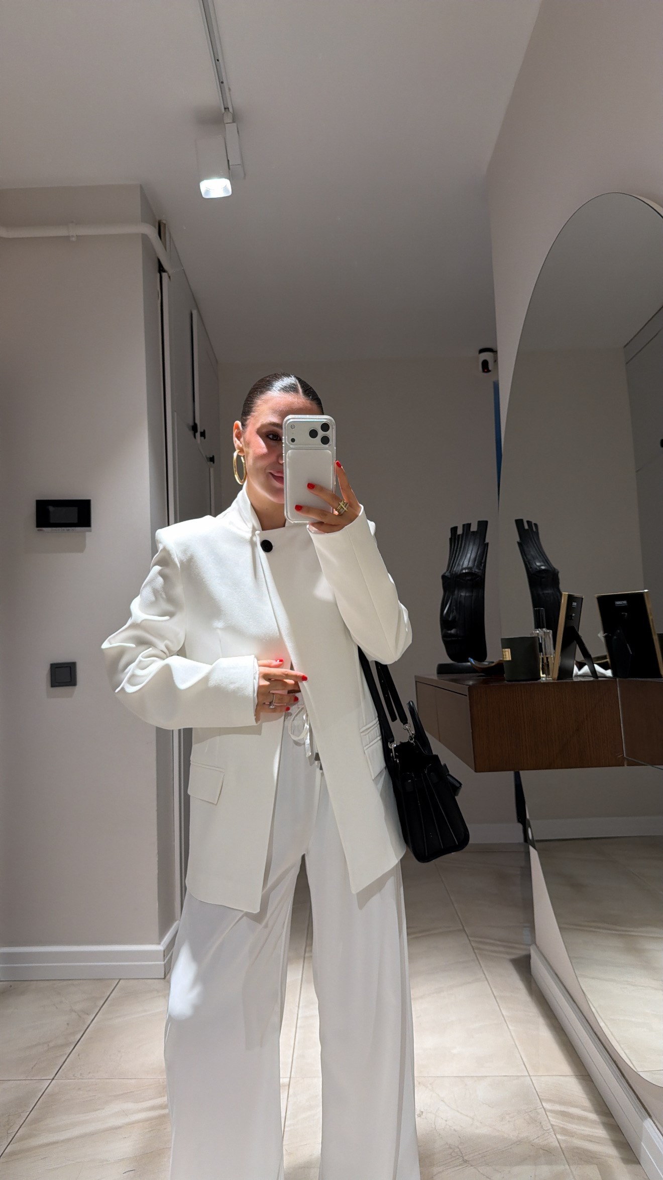 Ekru Hakim Yaka Tek Düğmeli Blazer Ceket