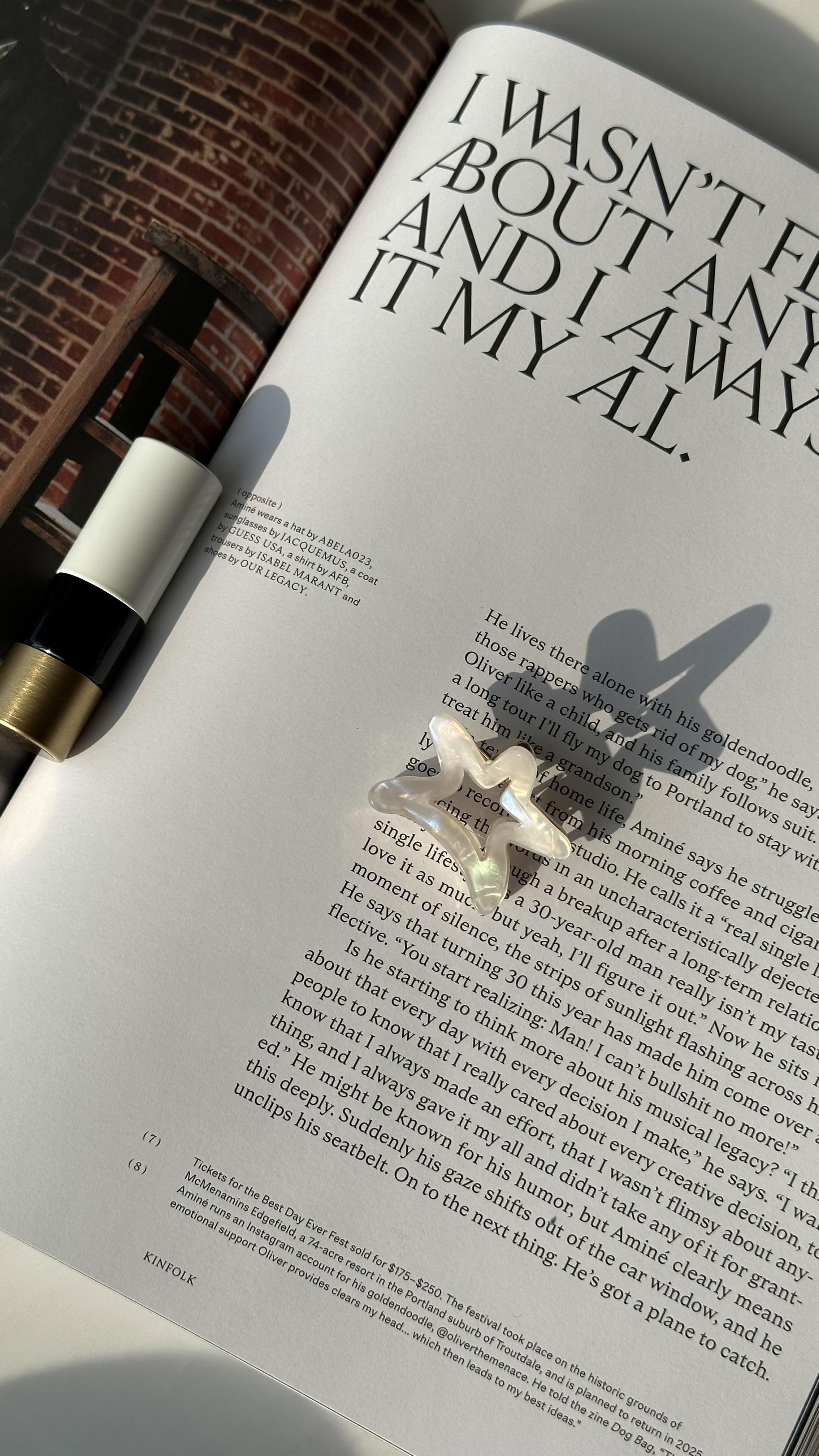 Ekru Hologramlı Yıldızlı Mandal Toka