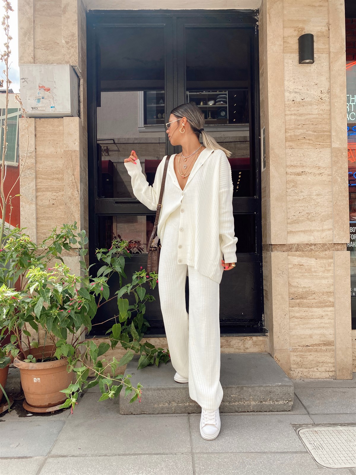 Ekru Polo Yaka Triko Takım