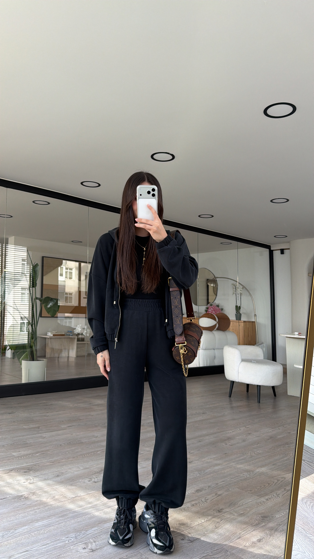 Füme Fermuarlı Kapüşonlu Modal Takım