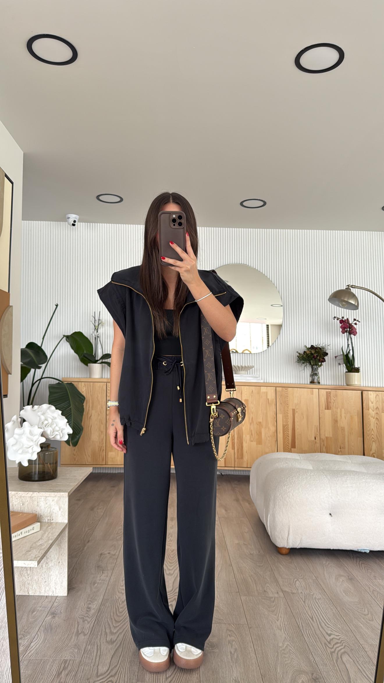 Füme Gold Fermuarlı Bel Büzgülü Marka Model Yelek Takım 
