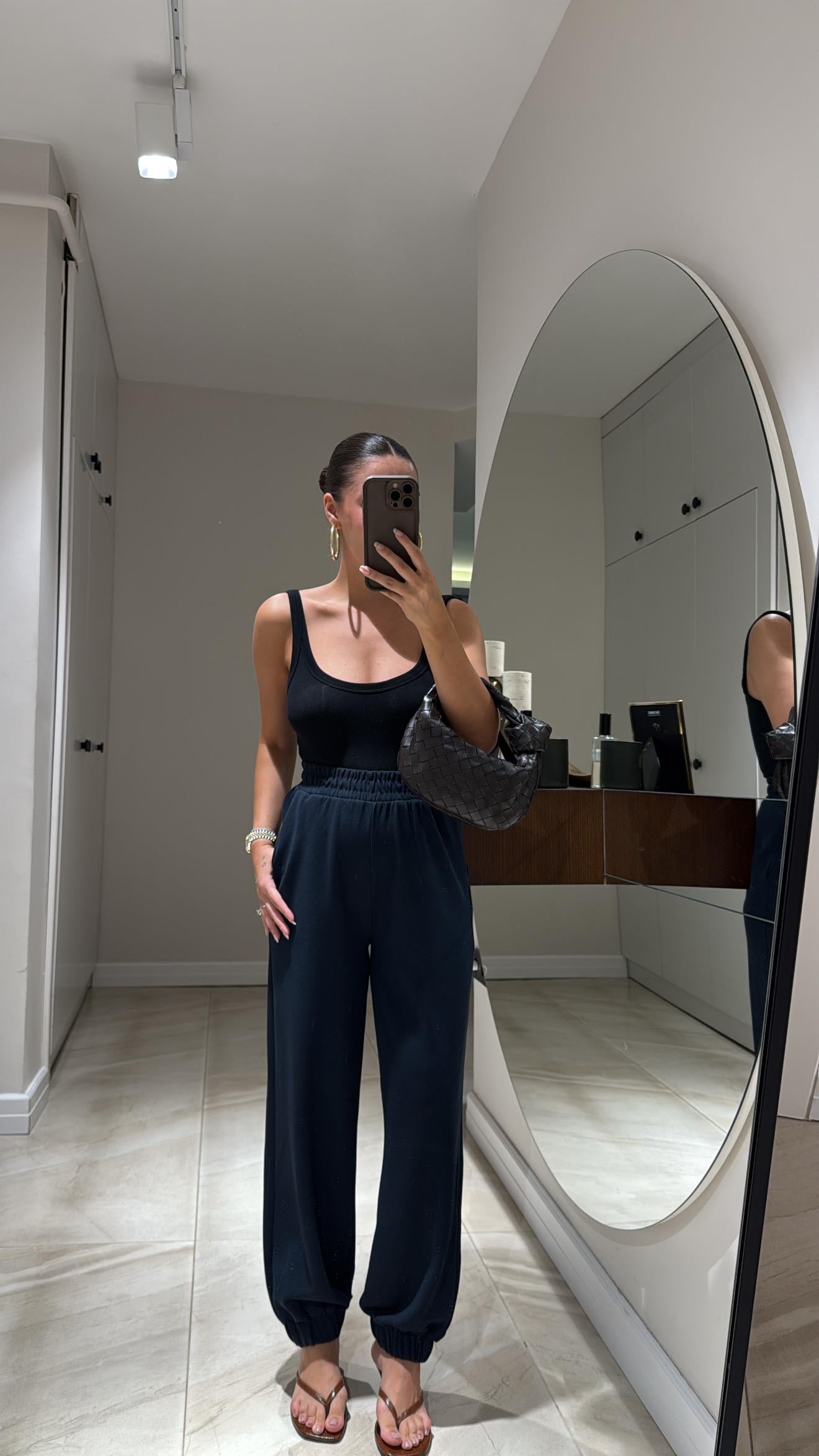 Füme Paça Lastikli Modal Pantolon 