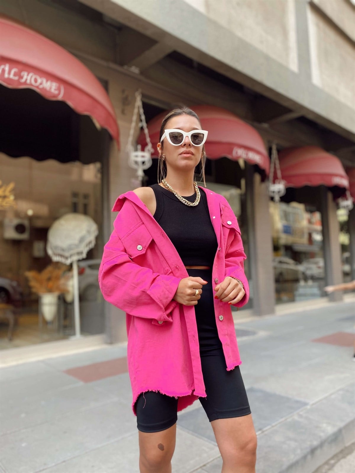 Fuşya Eteği Püsküllü Gabardin Ceket