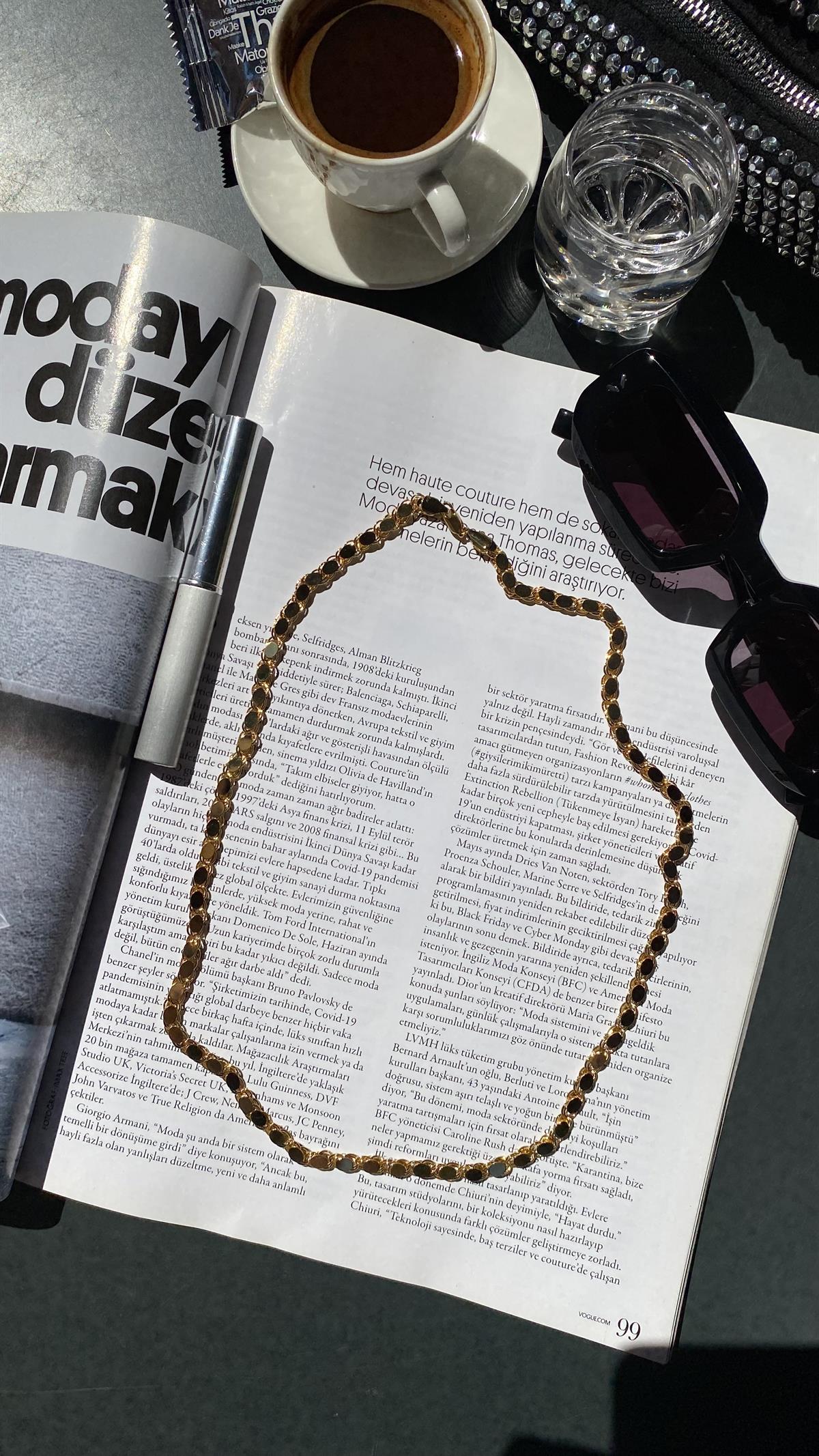 Gold Arpa Zincir Çelik Kolye (60 cm)