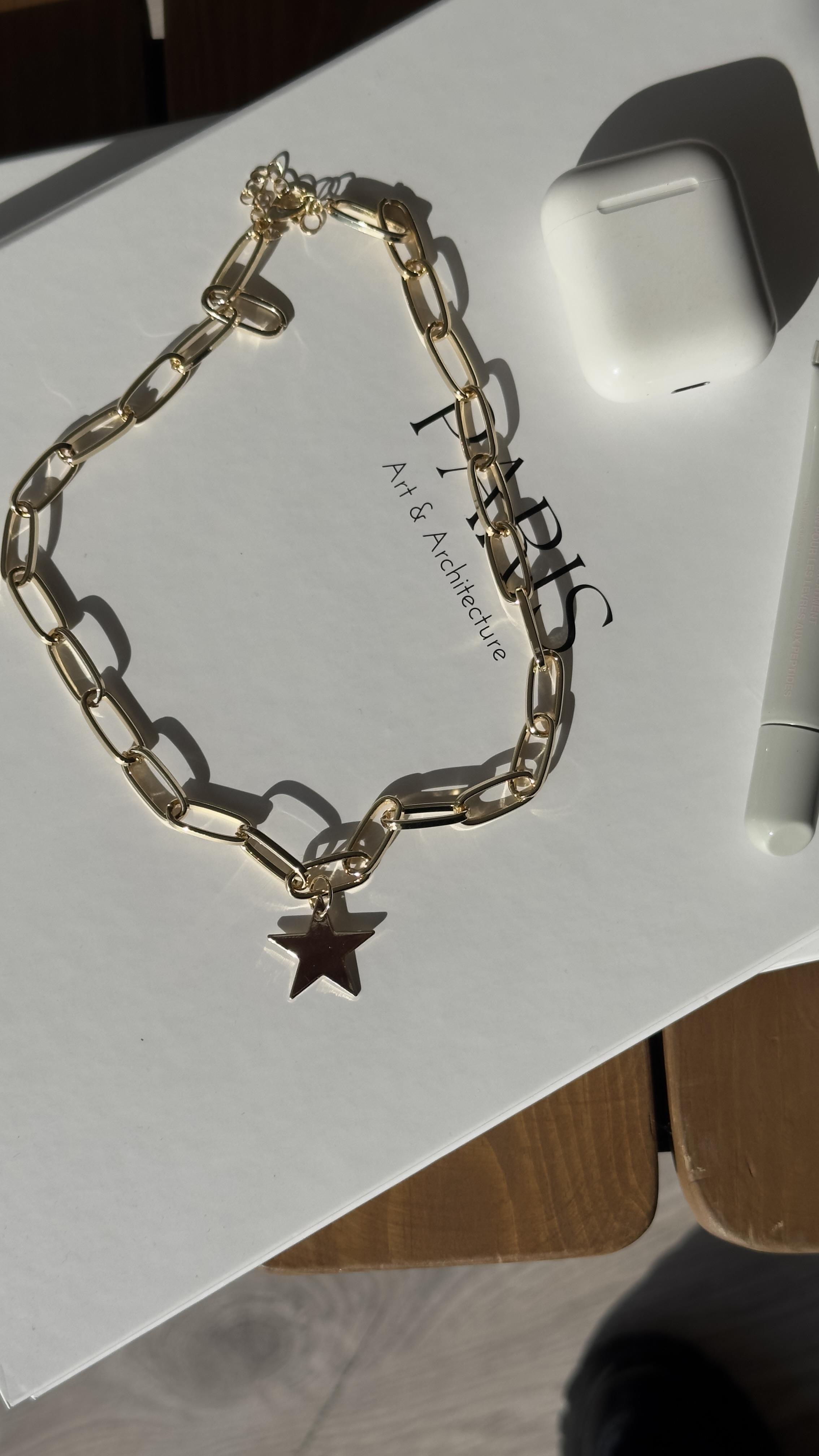 Gold Ataş Zincirli Yıldız Kolye 