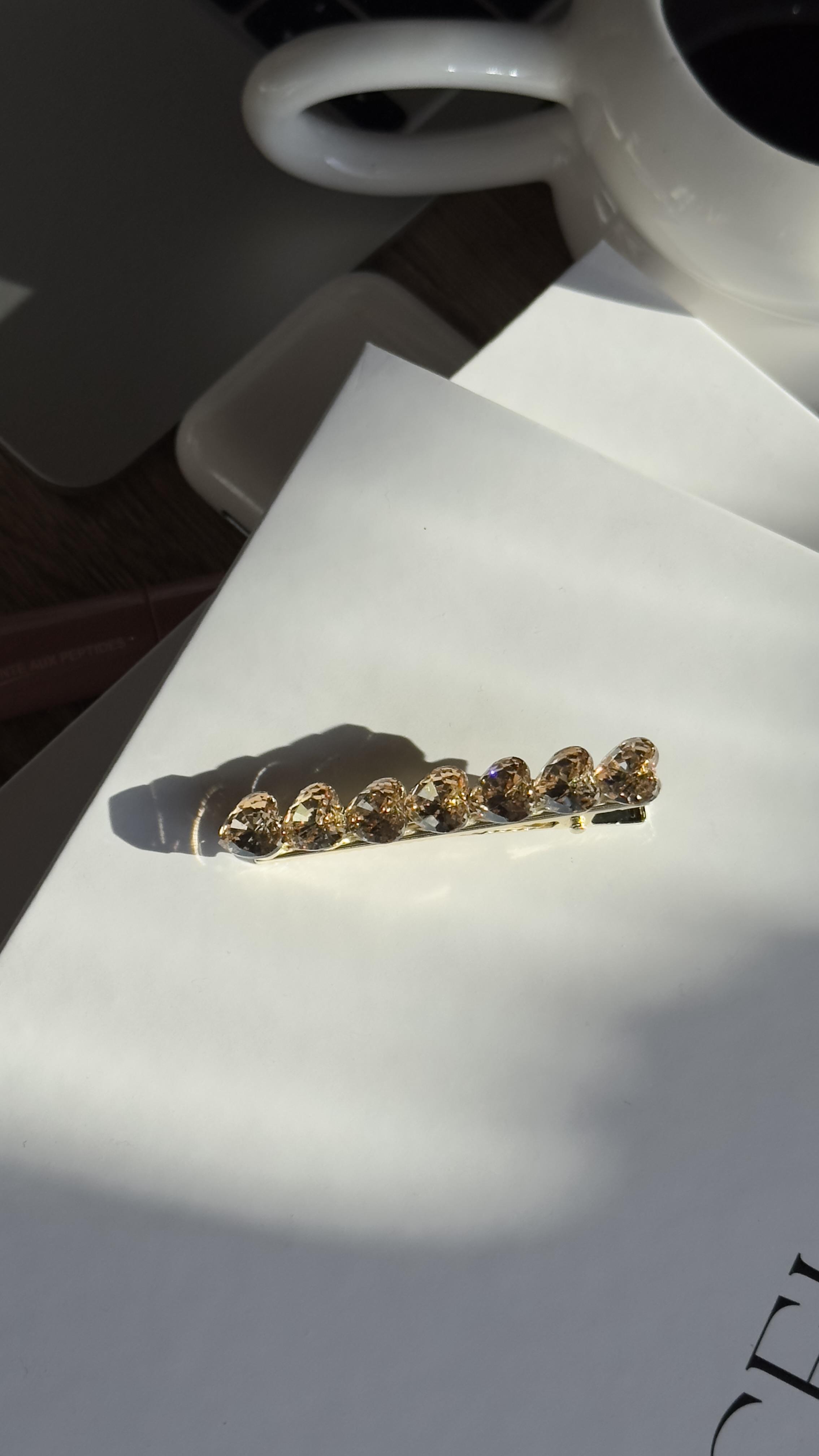 Gold Bej Kalpli Taşlı Pens Toka 