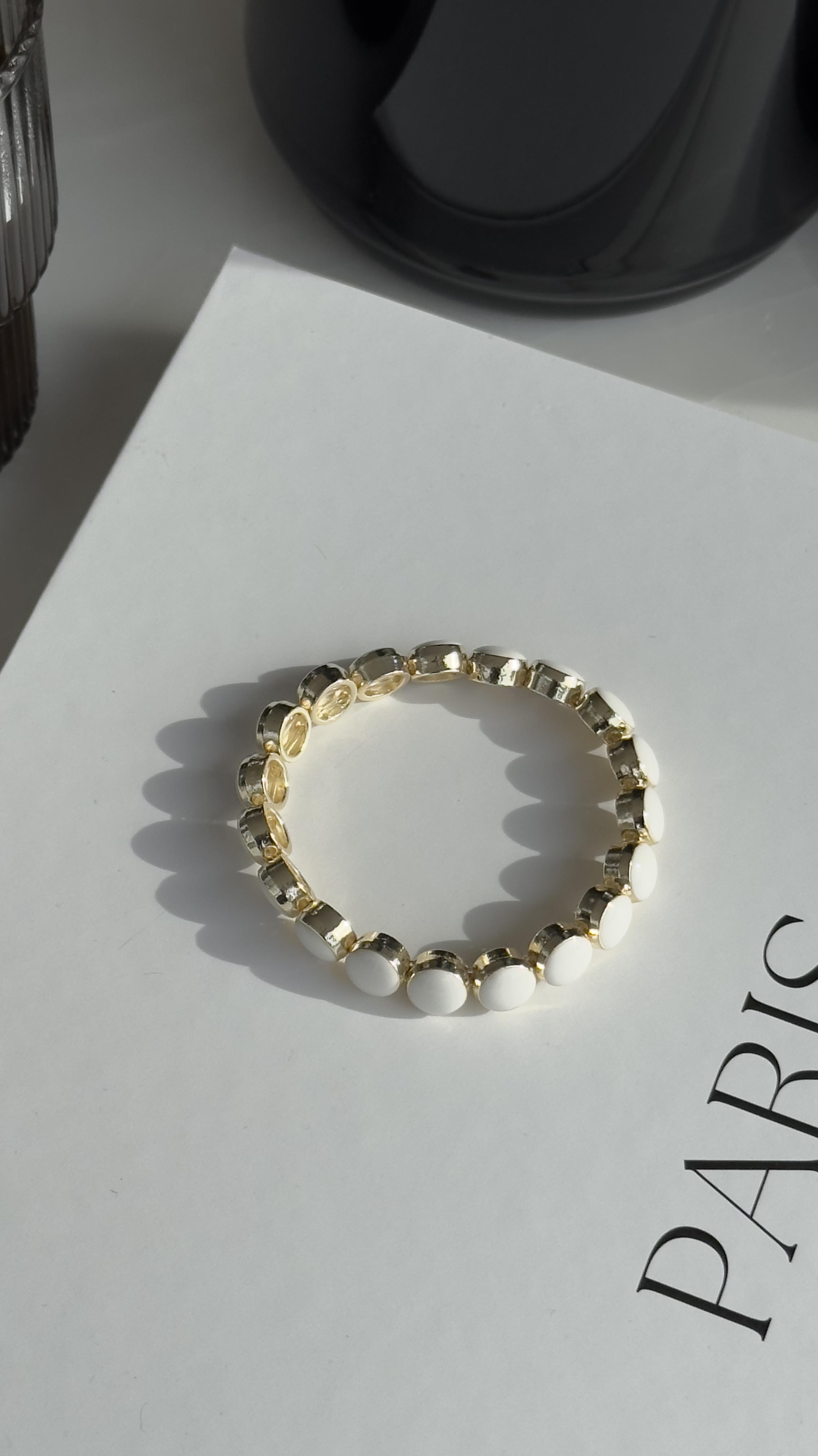 Gold Beyaz Lastikli Bileklik