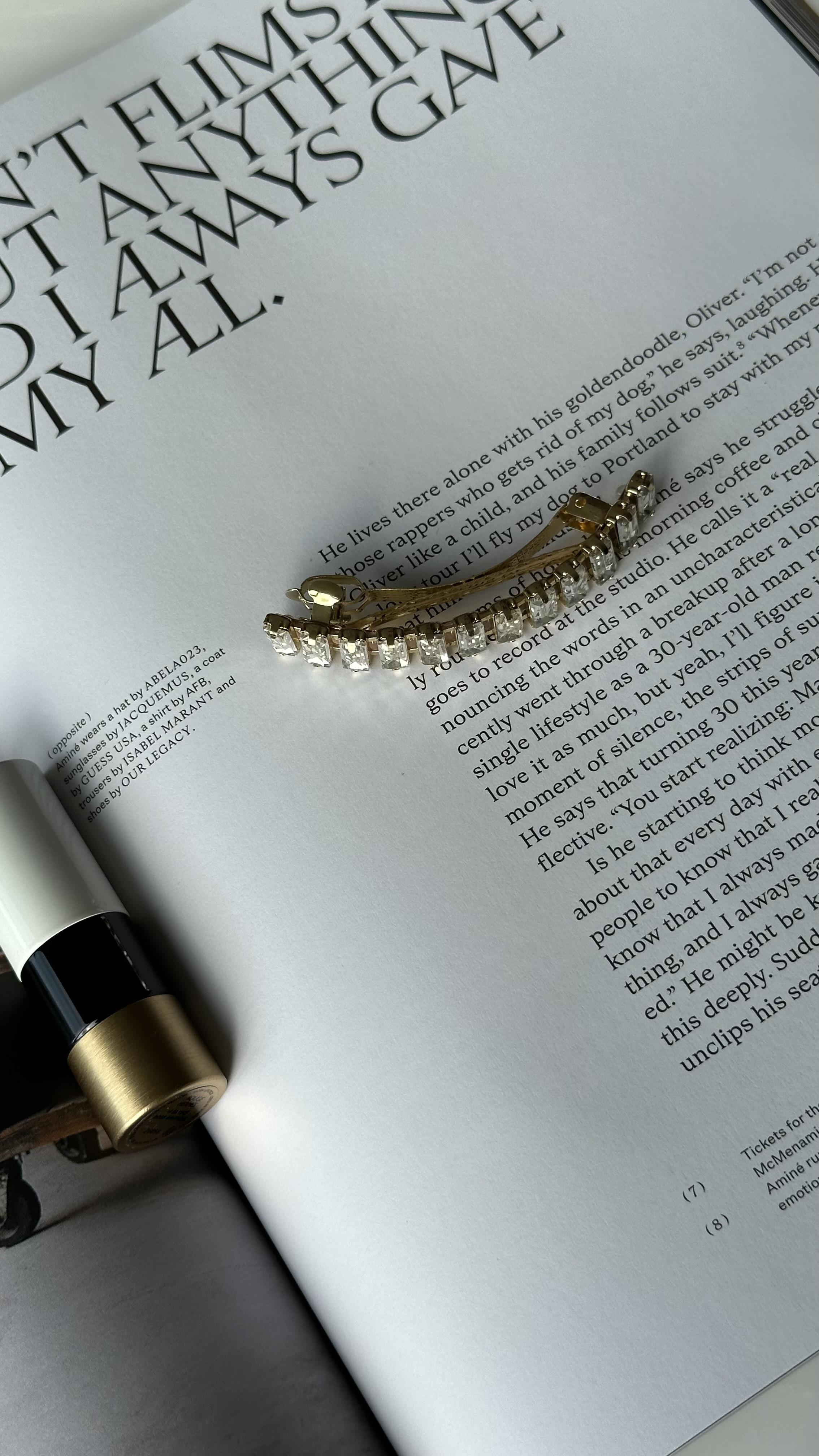 Gold Beyaz Renk Dikdörtgen Taşlı Klipsli Toka