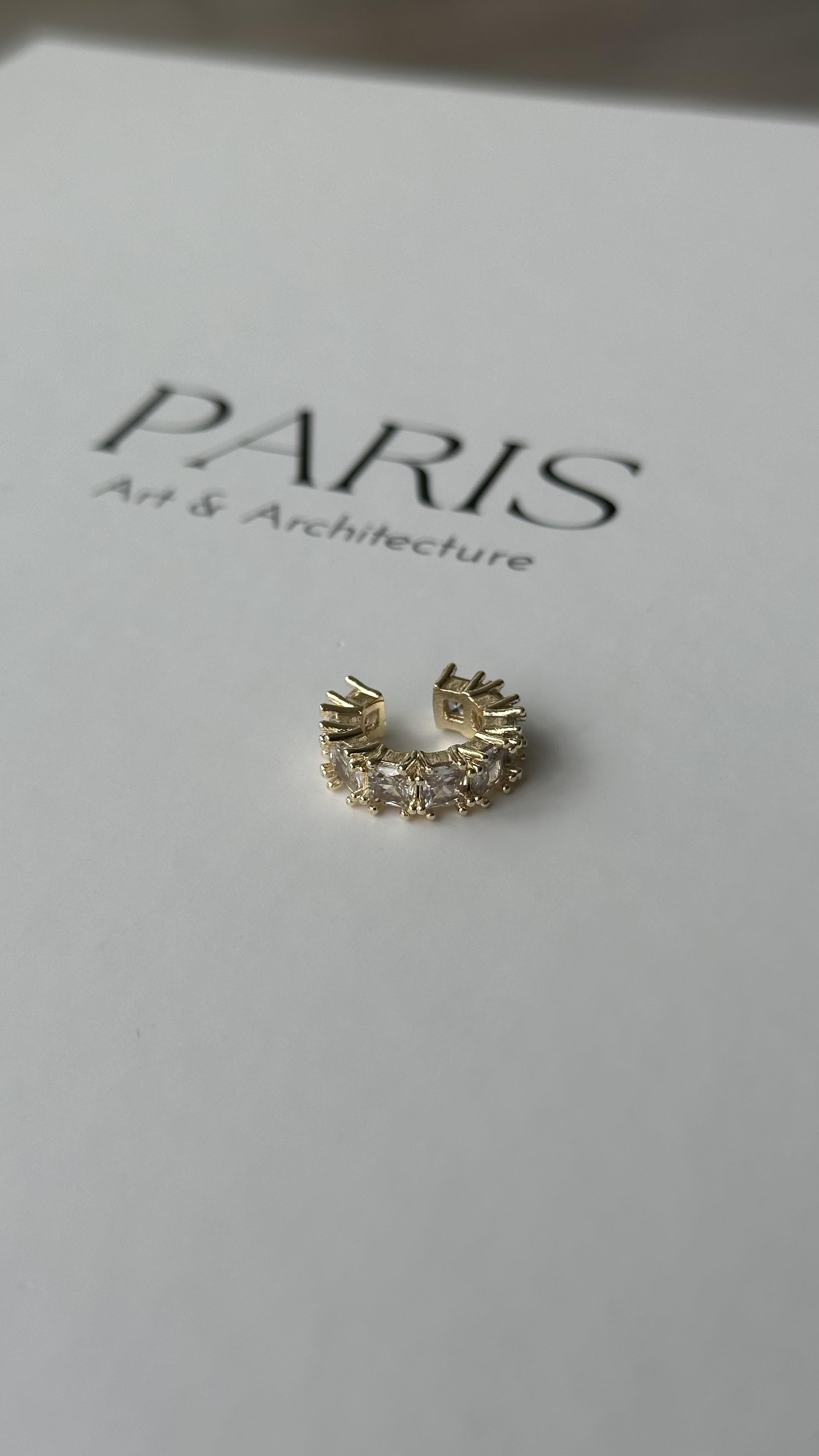 Gold Pırlanta Taşlı Kıkırdak Küpe