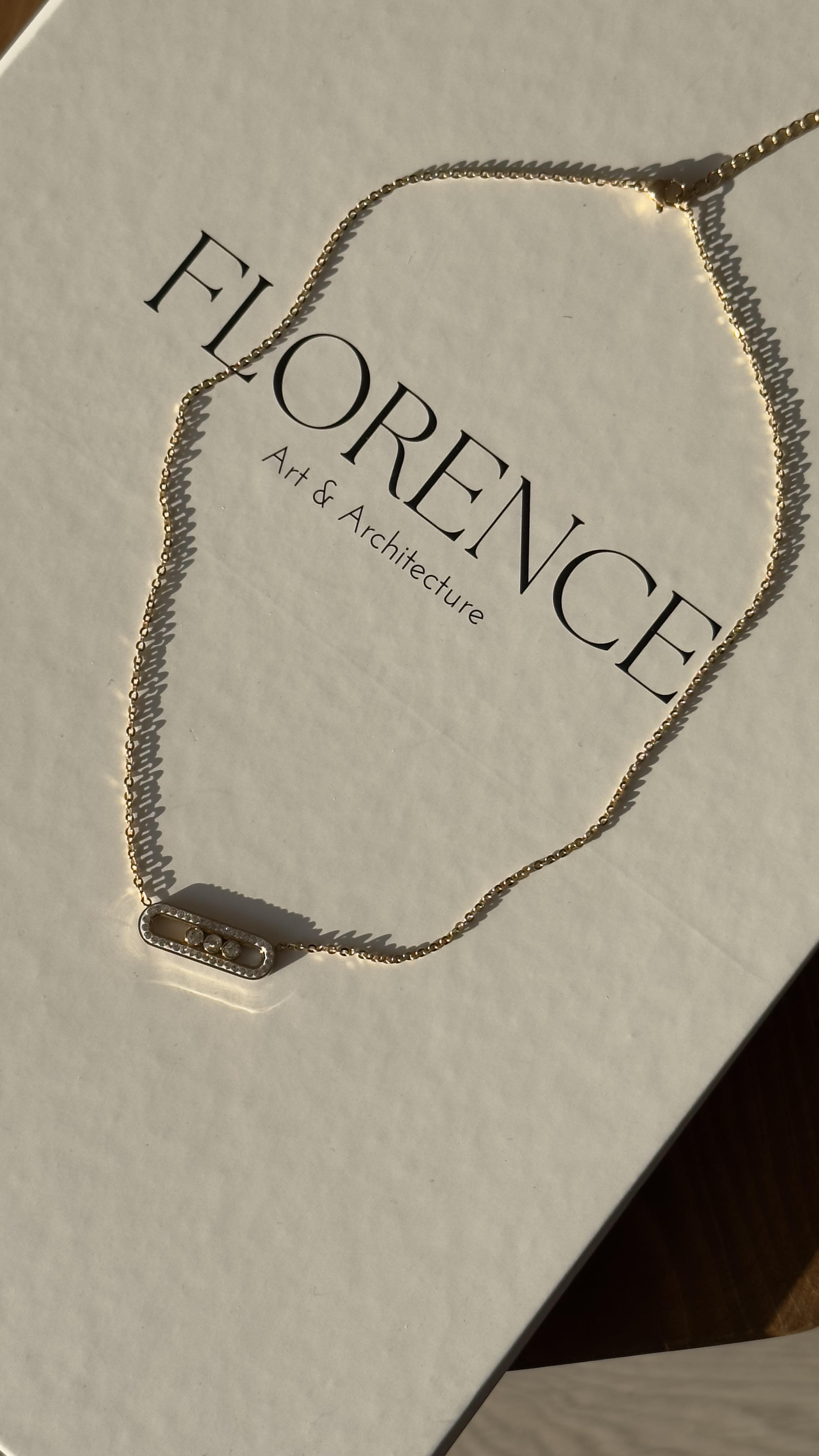 Gold Beyaz Taşlı Marka Model Kolye