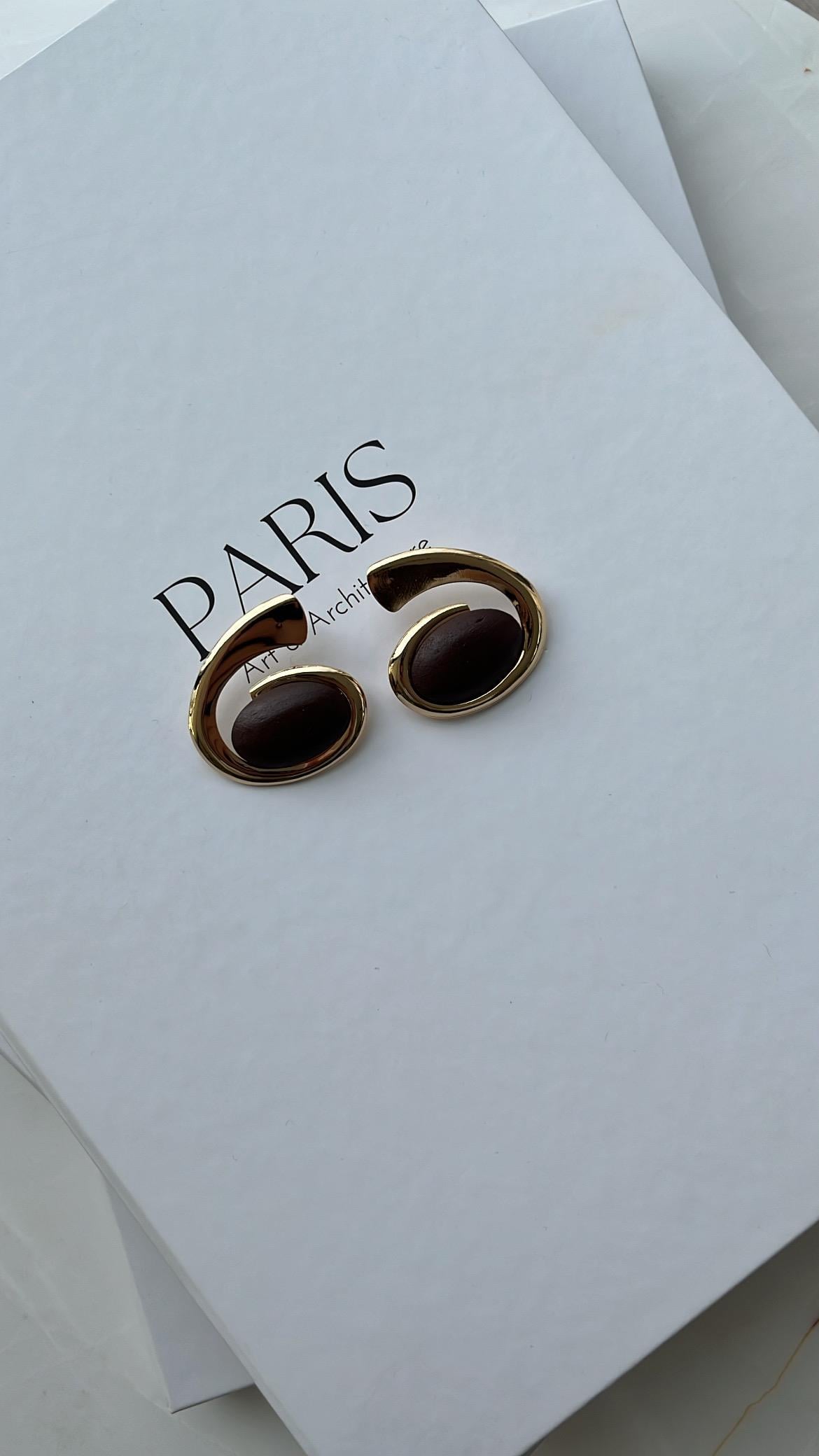 Gold Bordo Mat Taşlı Küpe