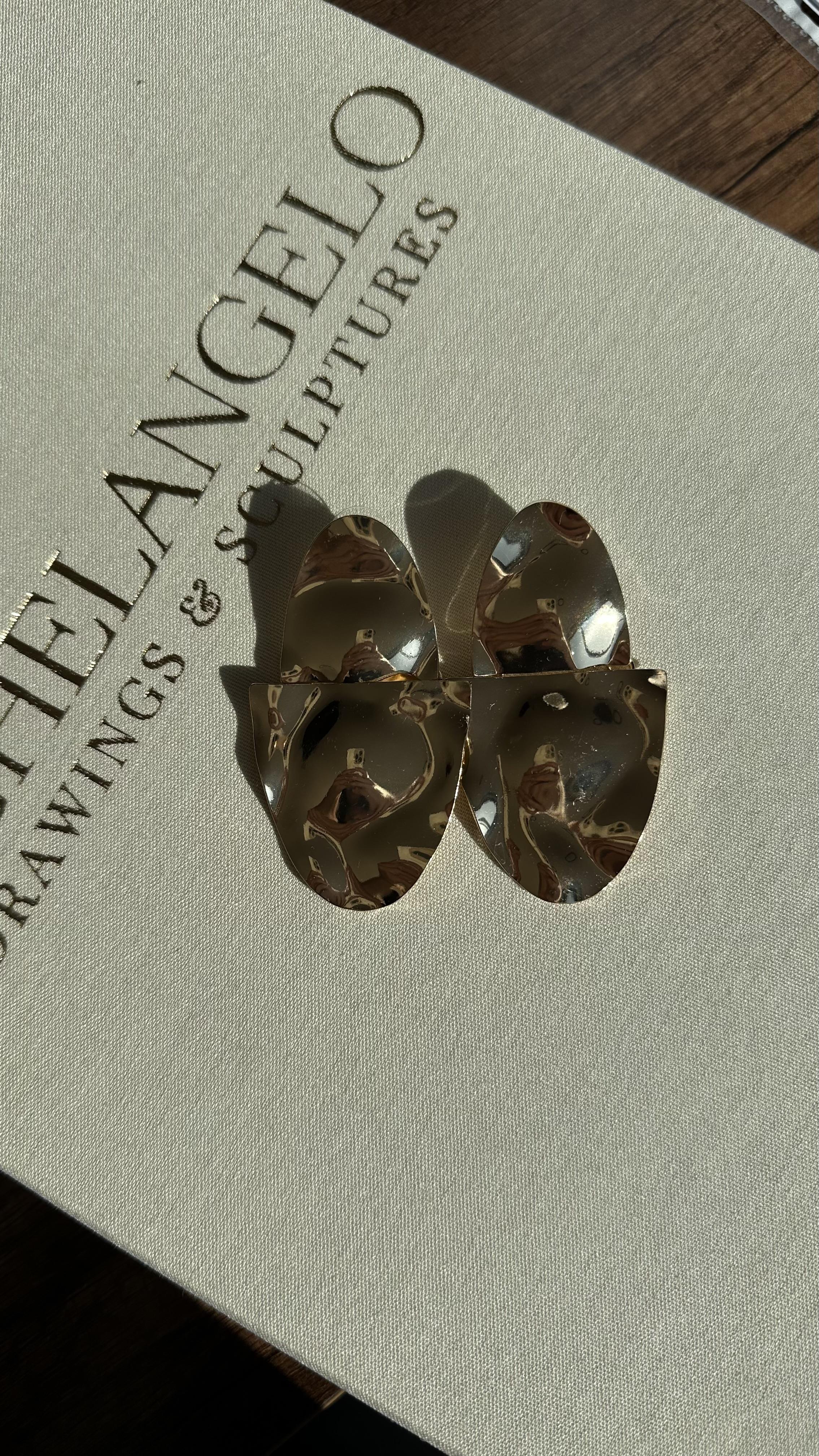 Gold Büyük Boy İkili Plaka Küpe