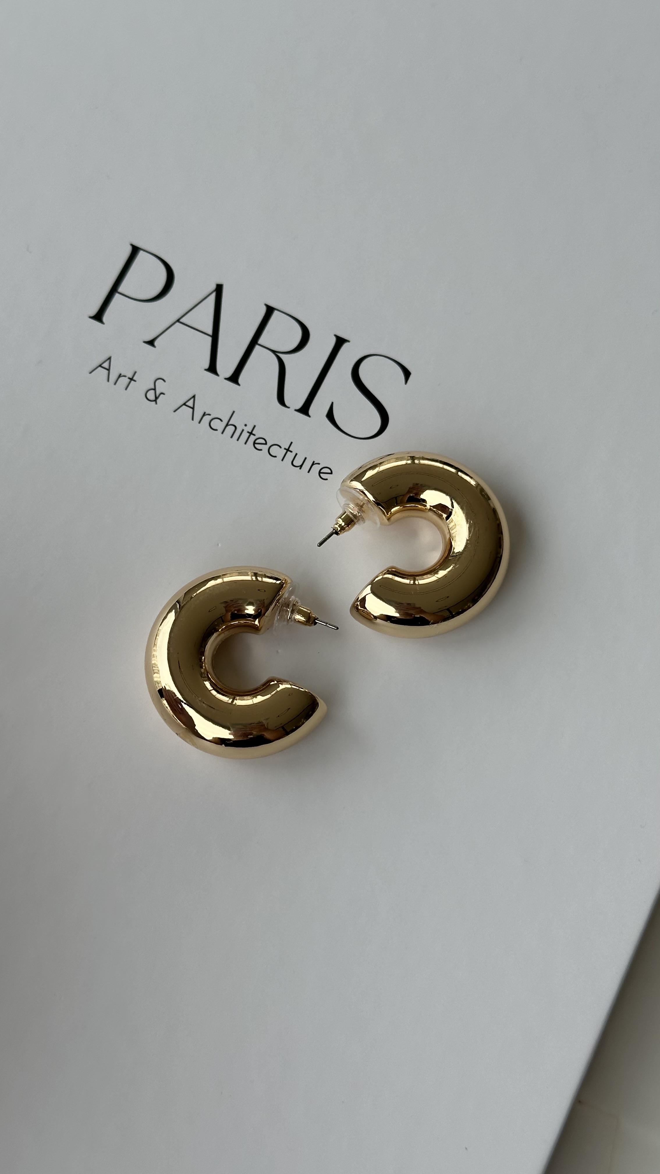 Gold C Şekli Büyük Boru Küpe