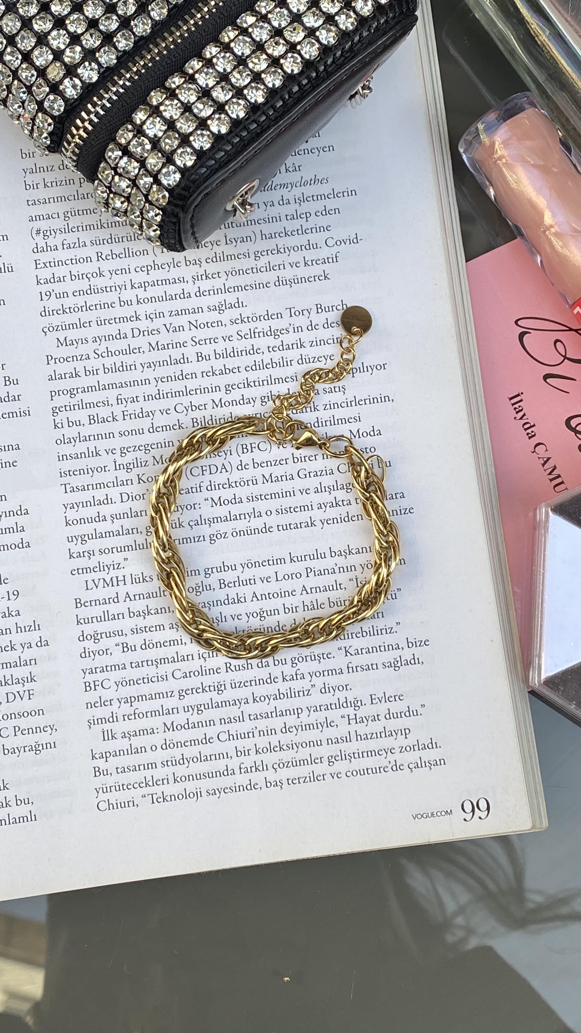 Gold Çelik Burgu Bileklik 