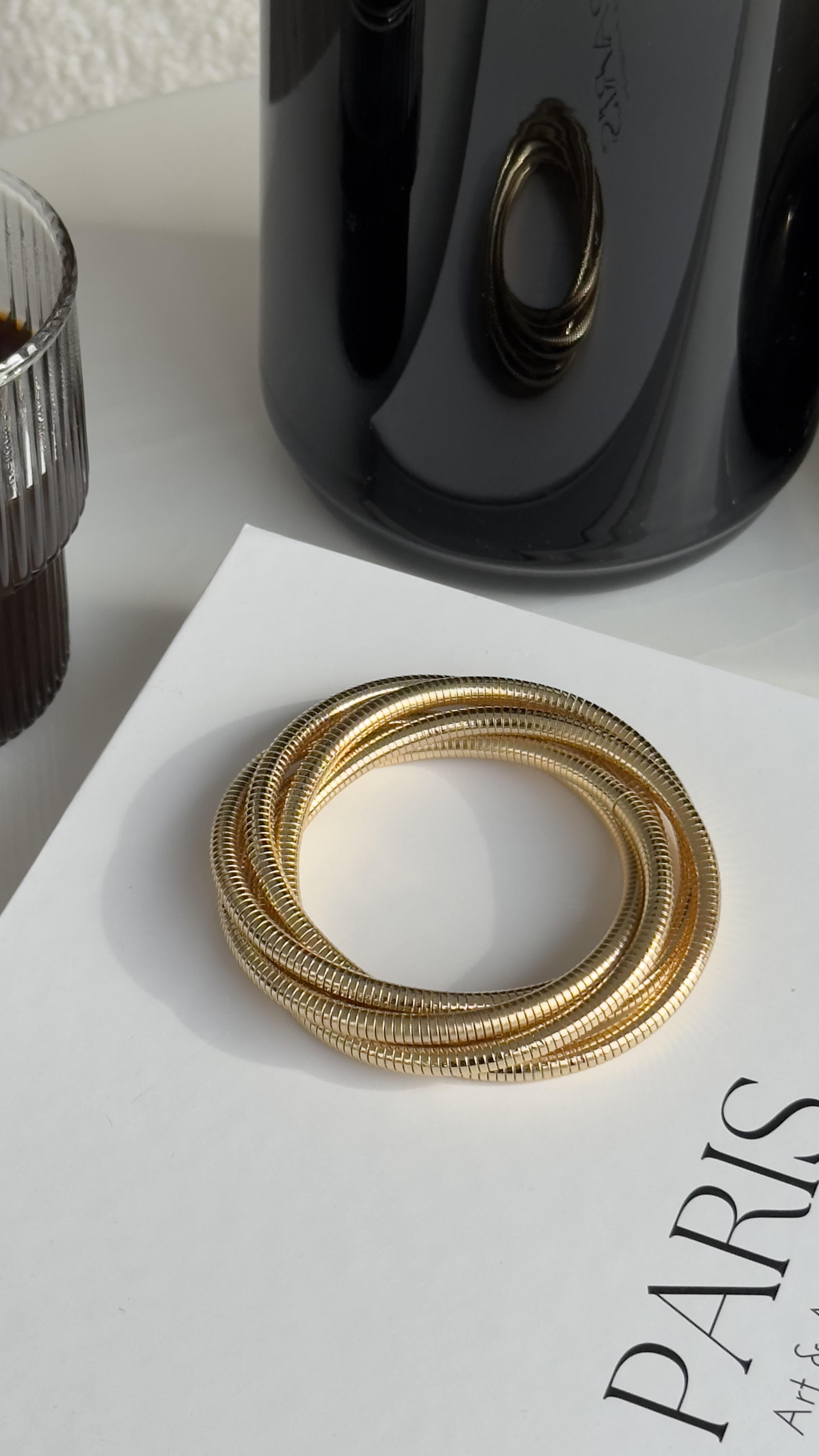 Gold Çoklu Geçmeli Lastik Bileklik