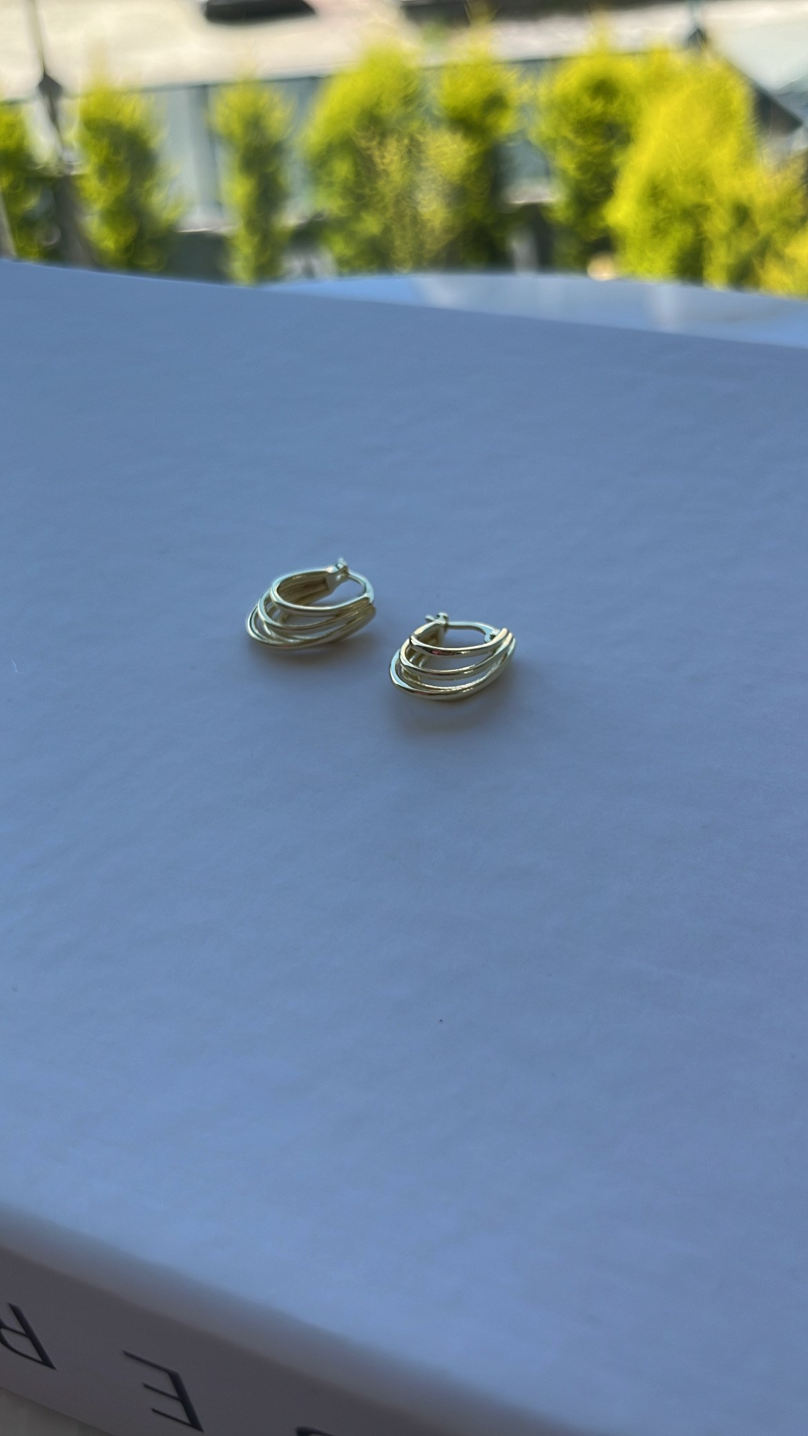 Gold Çoklu Minimal Oval Küpe