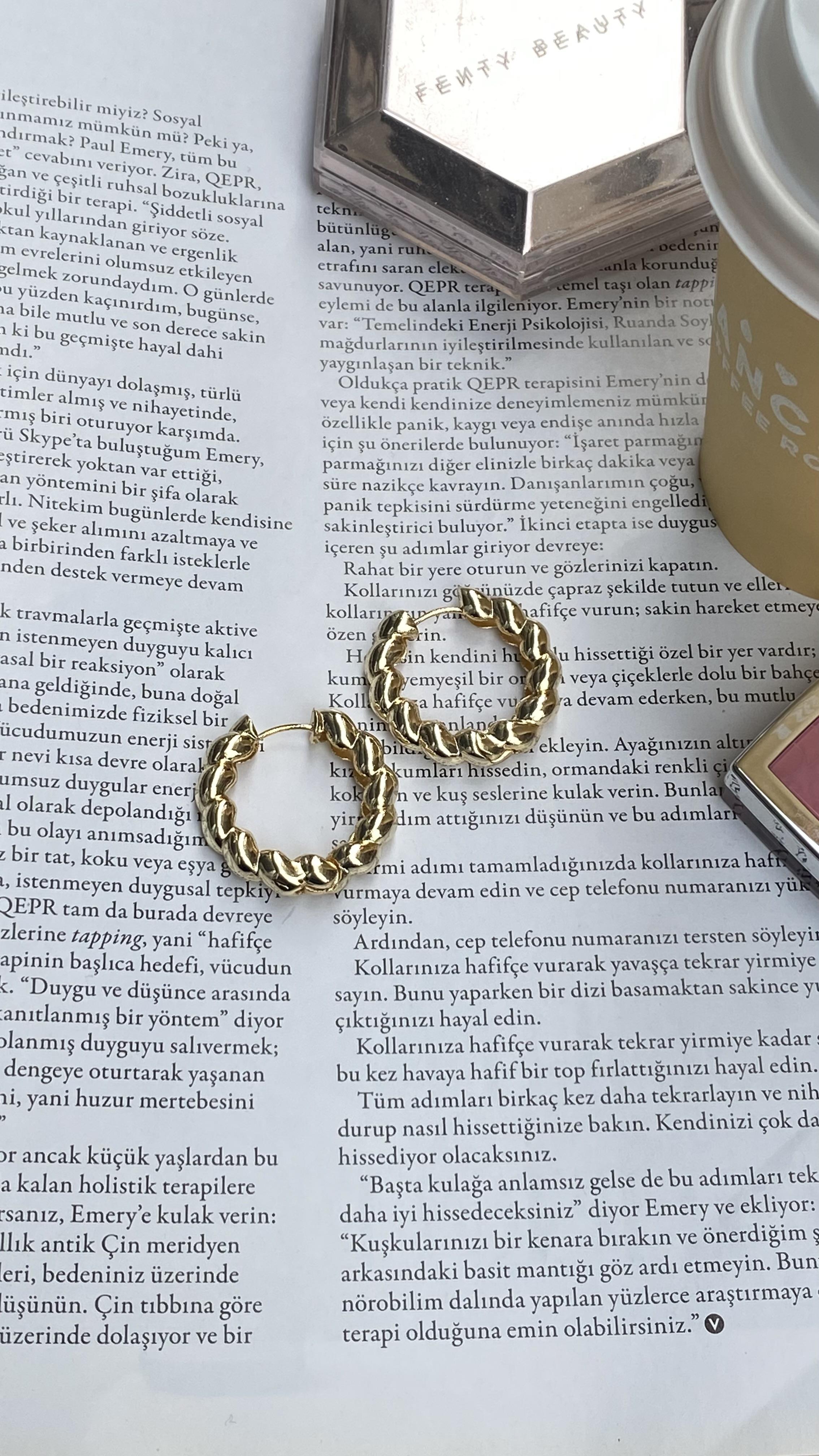 Rose Gold Zirkon Taşlı Özel Seri Yarı Halka Küpe