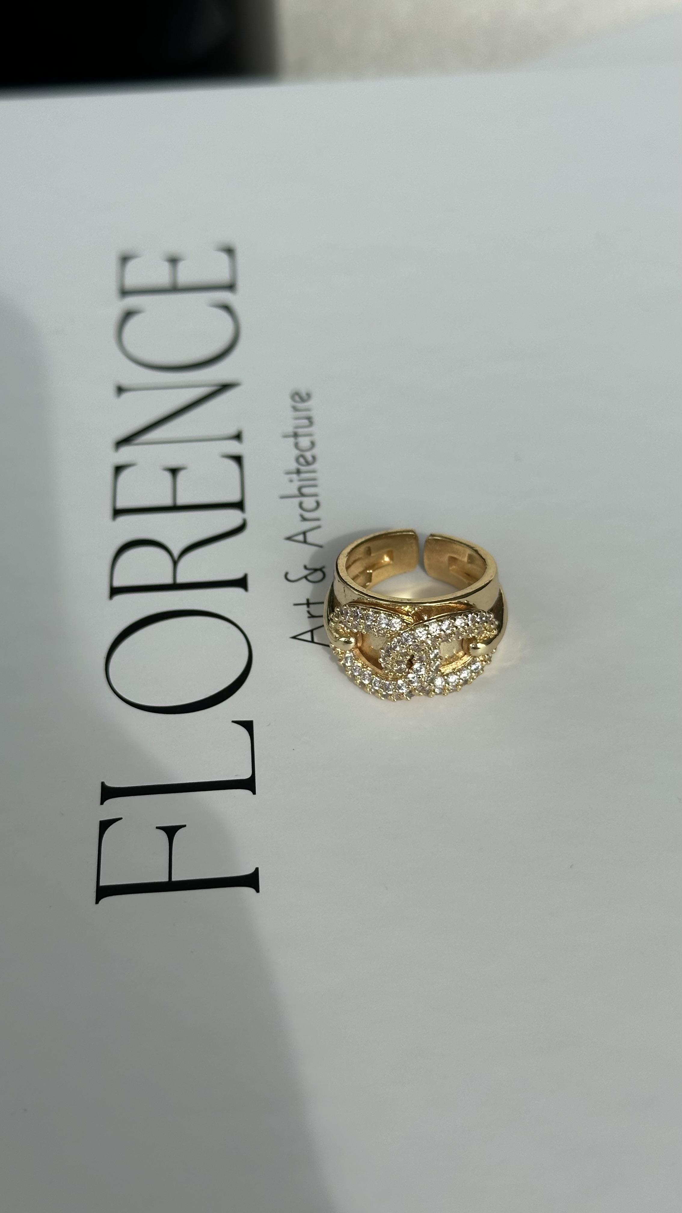 Gold Taşlı Ayarlanabilir Yüzük