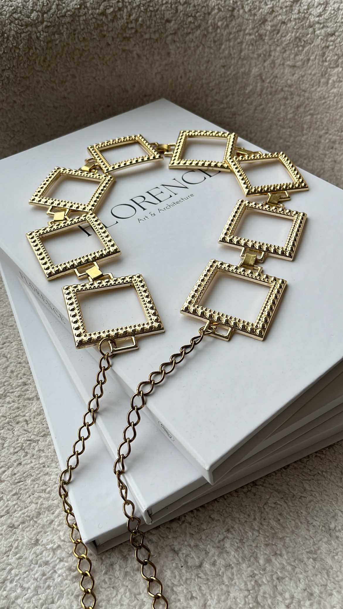 Gold Kare Zincir Kemer