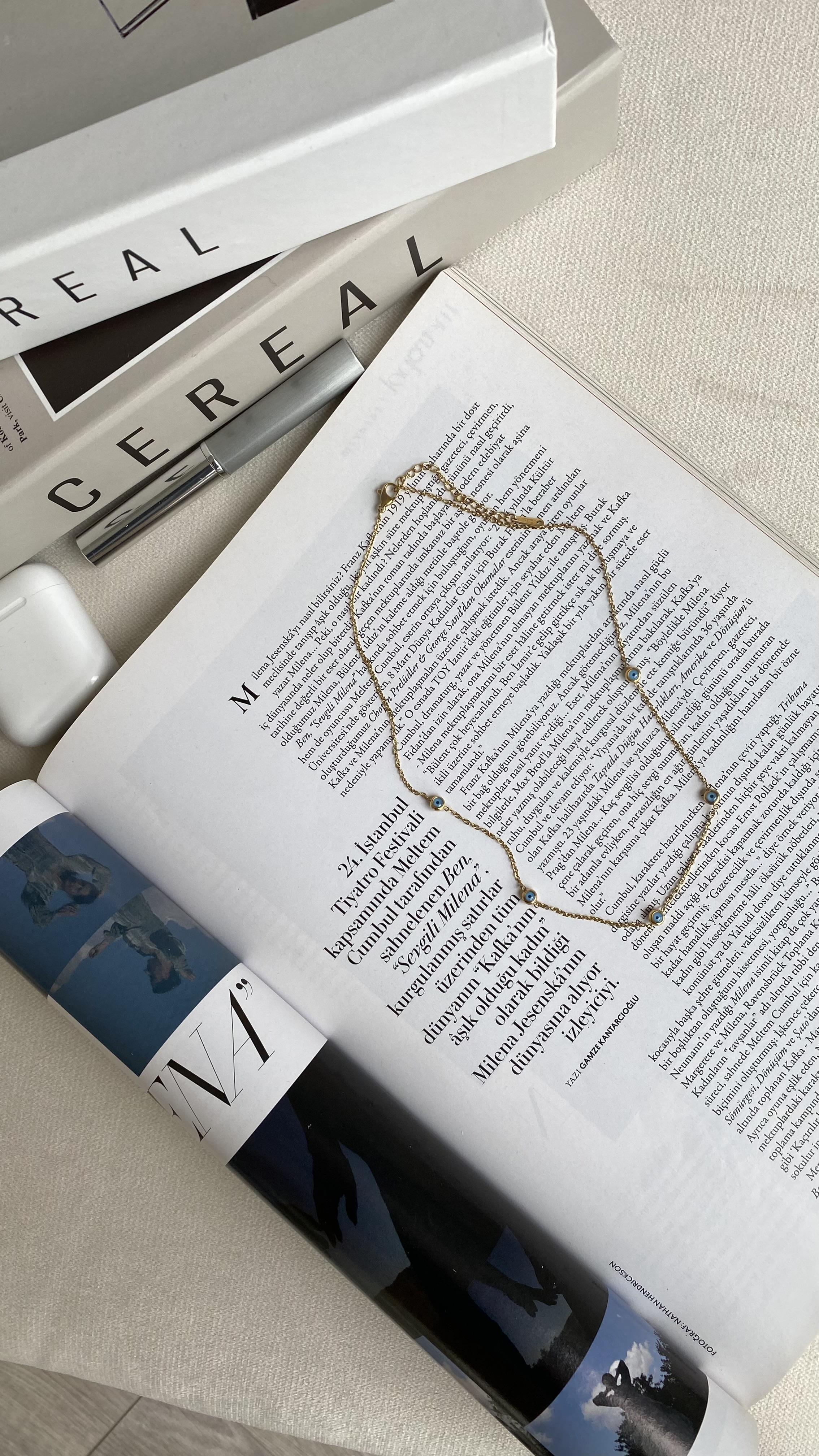 Gold Nazar Boncuklu Kolye