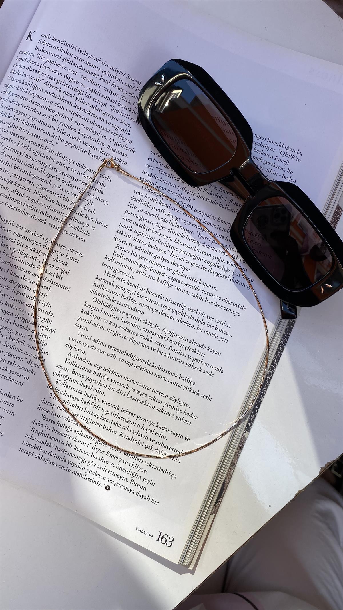 Gold Parlak İnce Halka Çelik Kolye