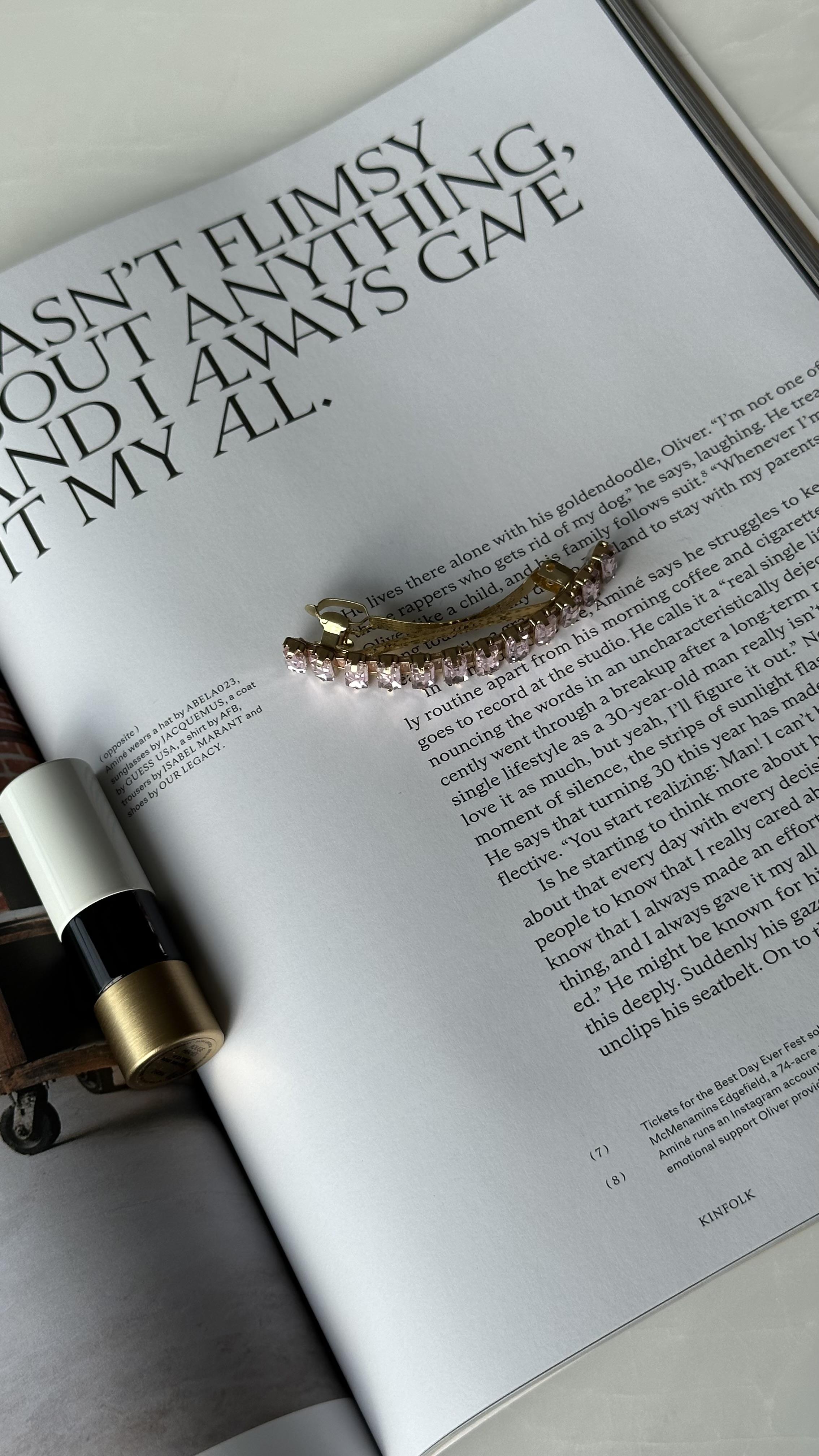 Gold Pembe Renk Dikdörtgen Taşlı Klipsli Toka