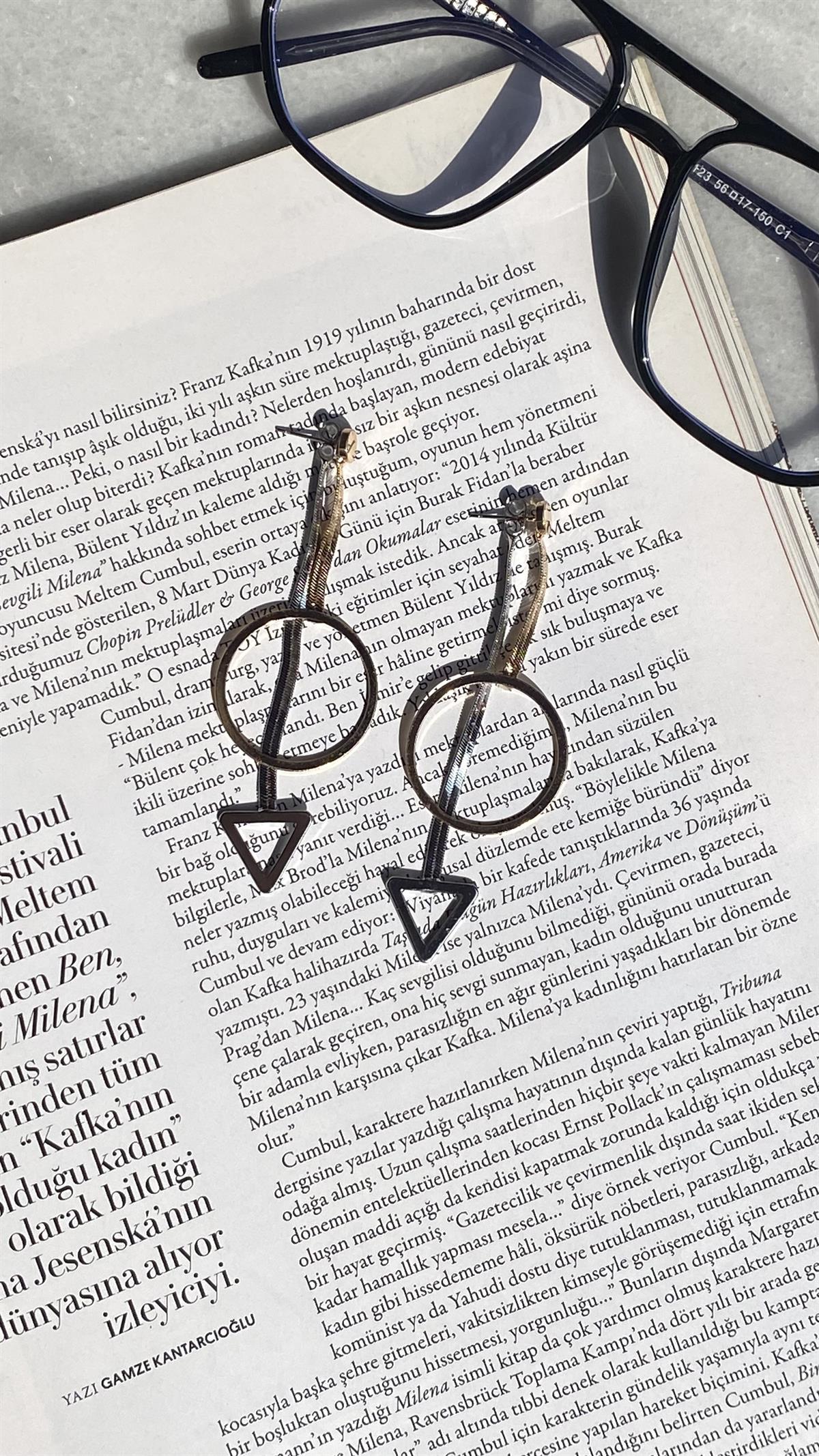 Gold Silver Figürlü Küpe 