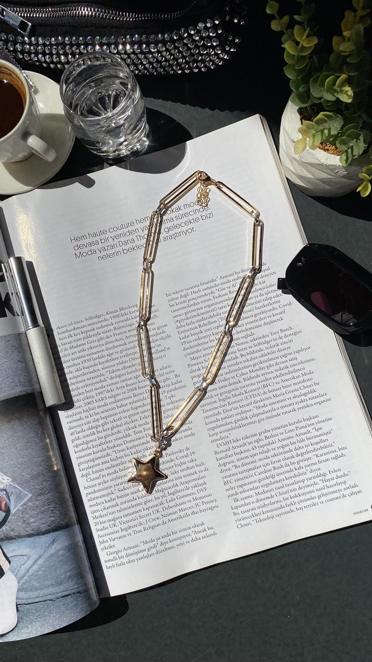 Gold Silver Yıldızlı Kolye