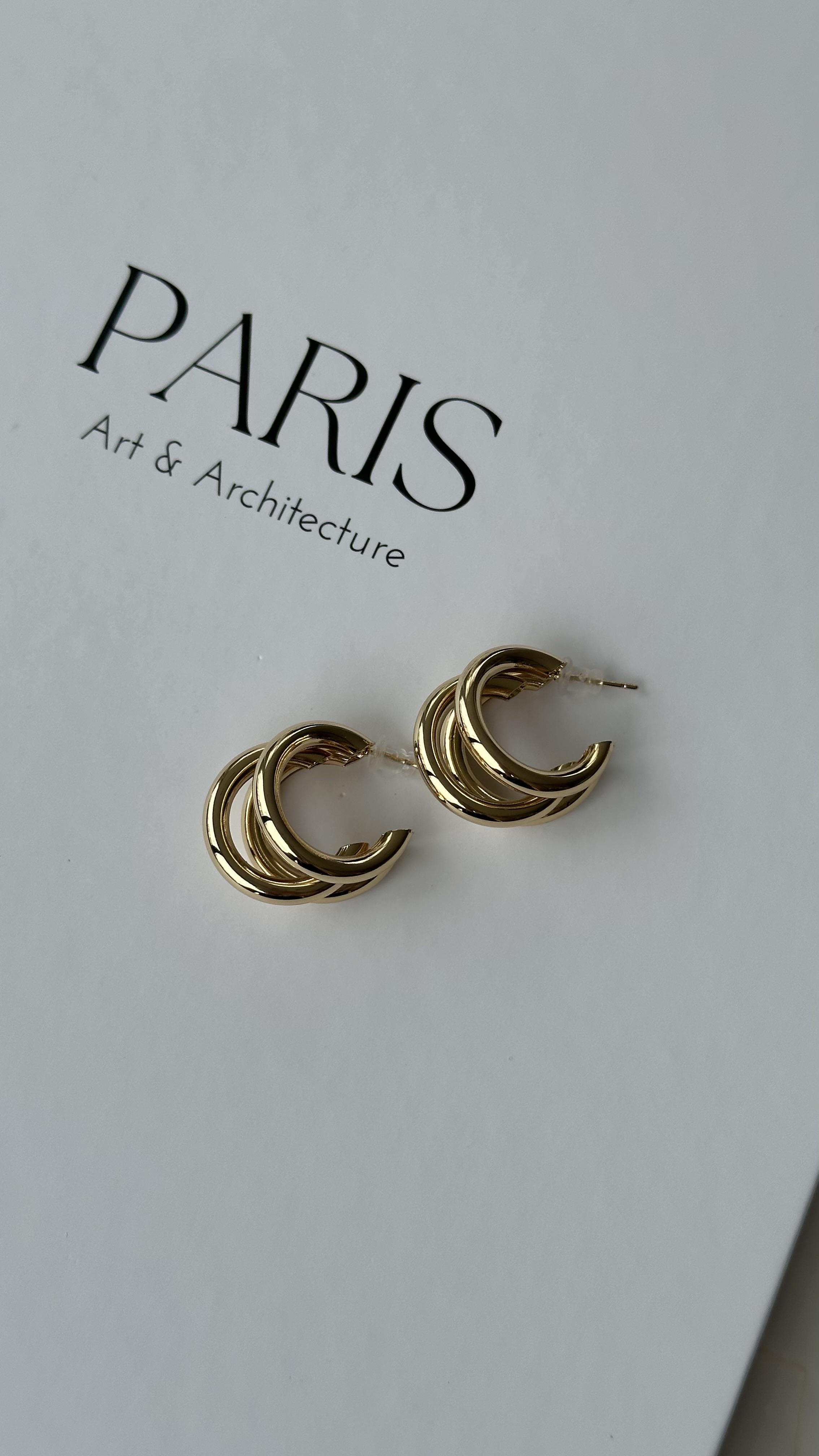 Gold Üç Halkalı Küpe