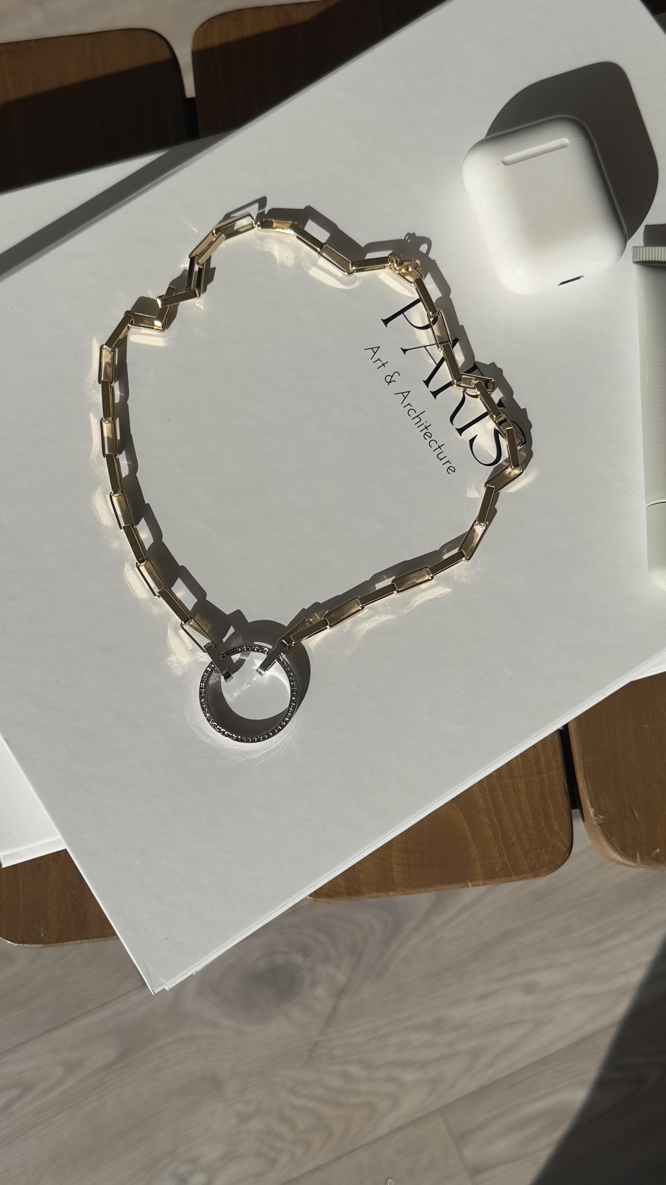 Gold Ucu Silver Halka Detaylı Kolye