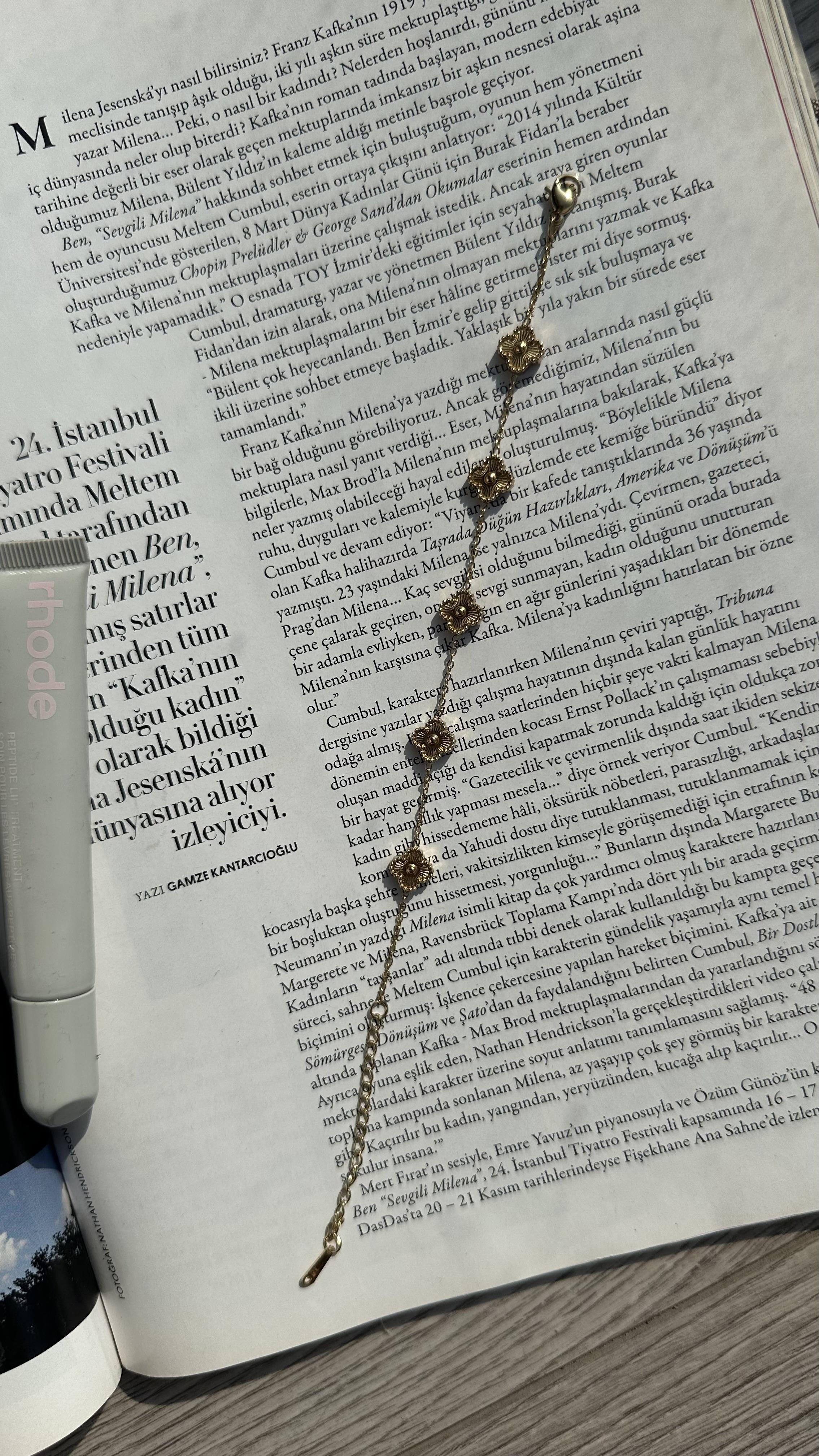 Gold Yonca Detaylı Bileklik