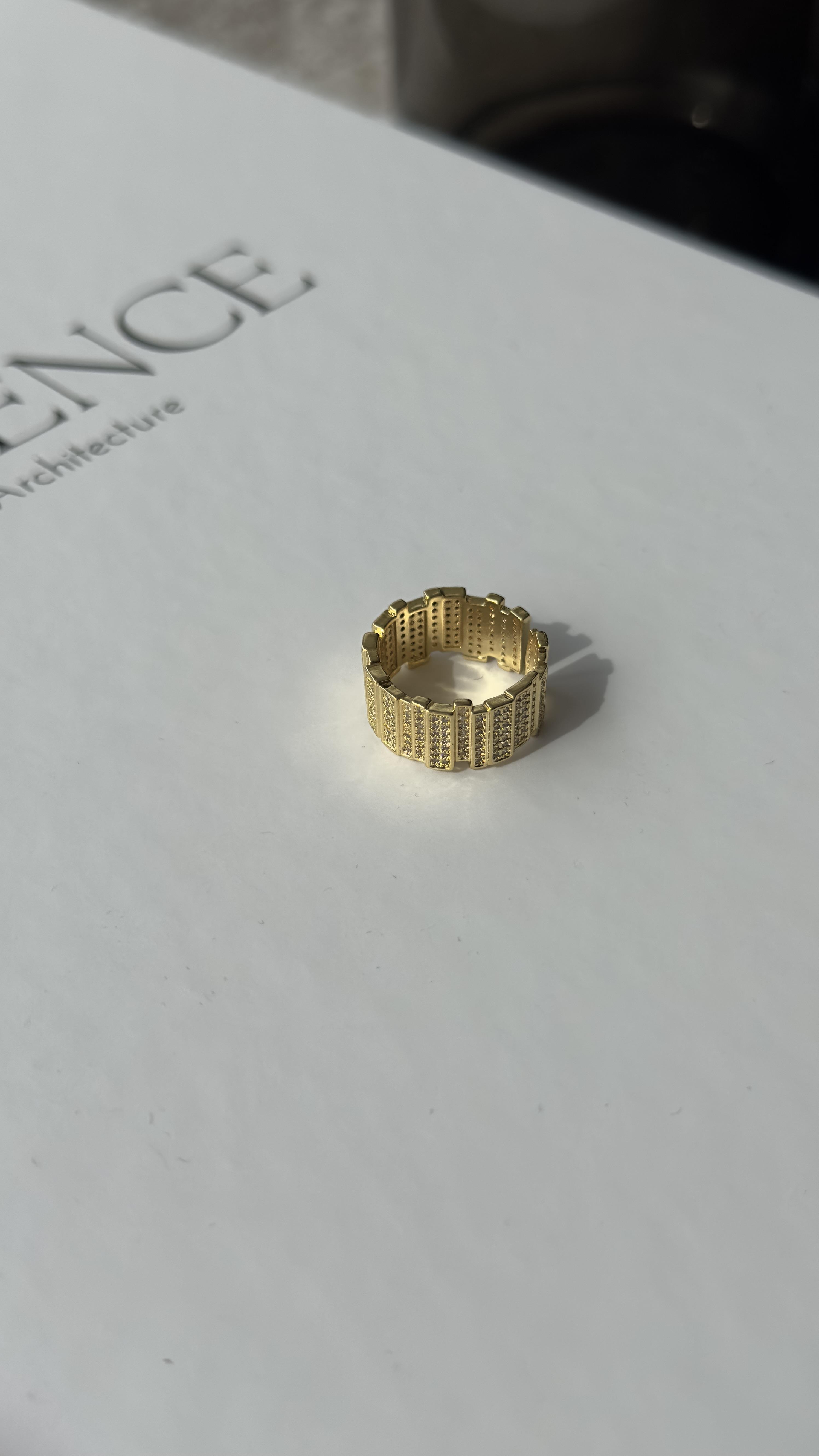 Gold Zirkon Taşlı Ayarlanabilir Yüzük